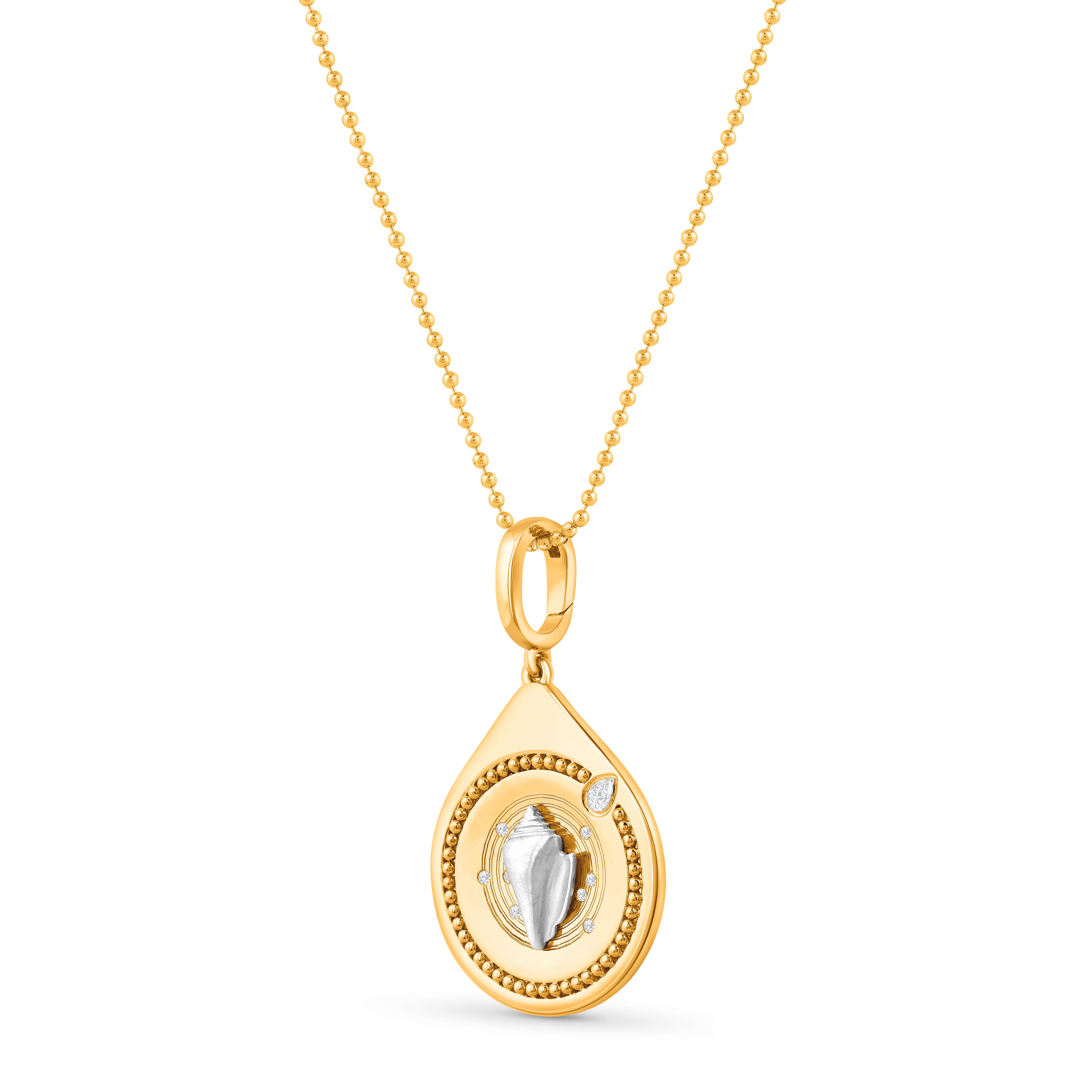 Contemporaneo Collana con ciondolo in oro 18KT di Harakh con diamante incolore da 1/20 CT di purezza. in vendita