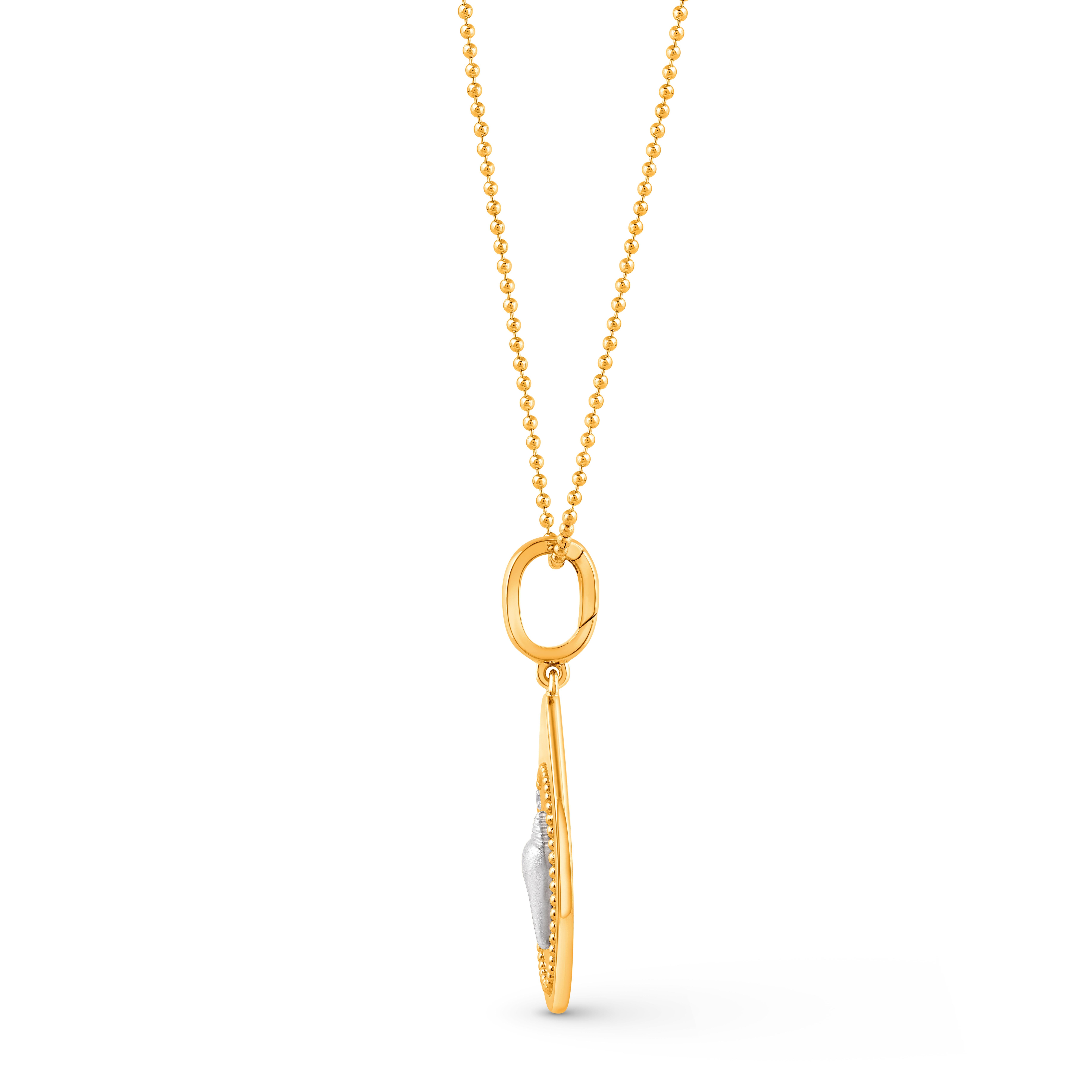 Taglio brillante Collana con ciondolo in oro 18KT di Harakh con diamante incolore da 1/20 CT di purezza. in vendita