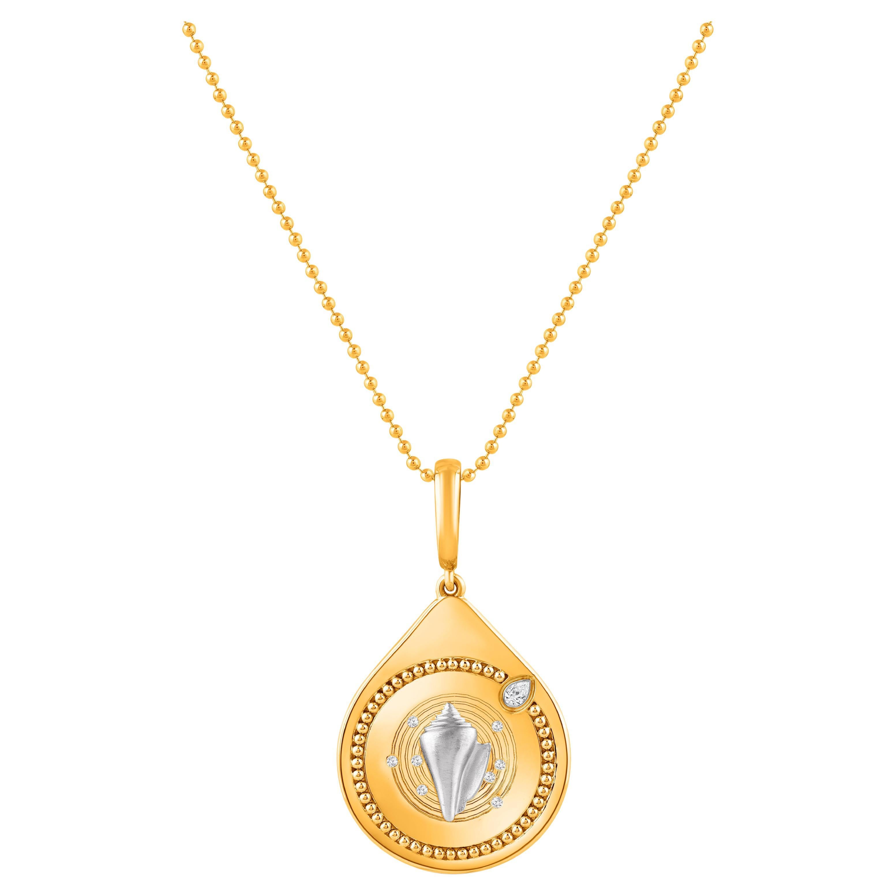HARAKH 1/20 CT Colorless Diamond Drop of JOY Clarity 18KT Gold Pendant Necklace