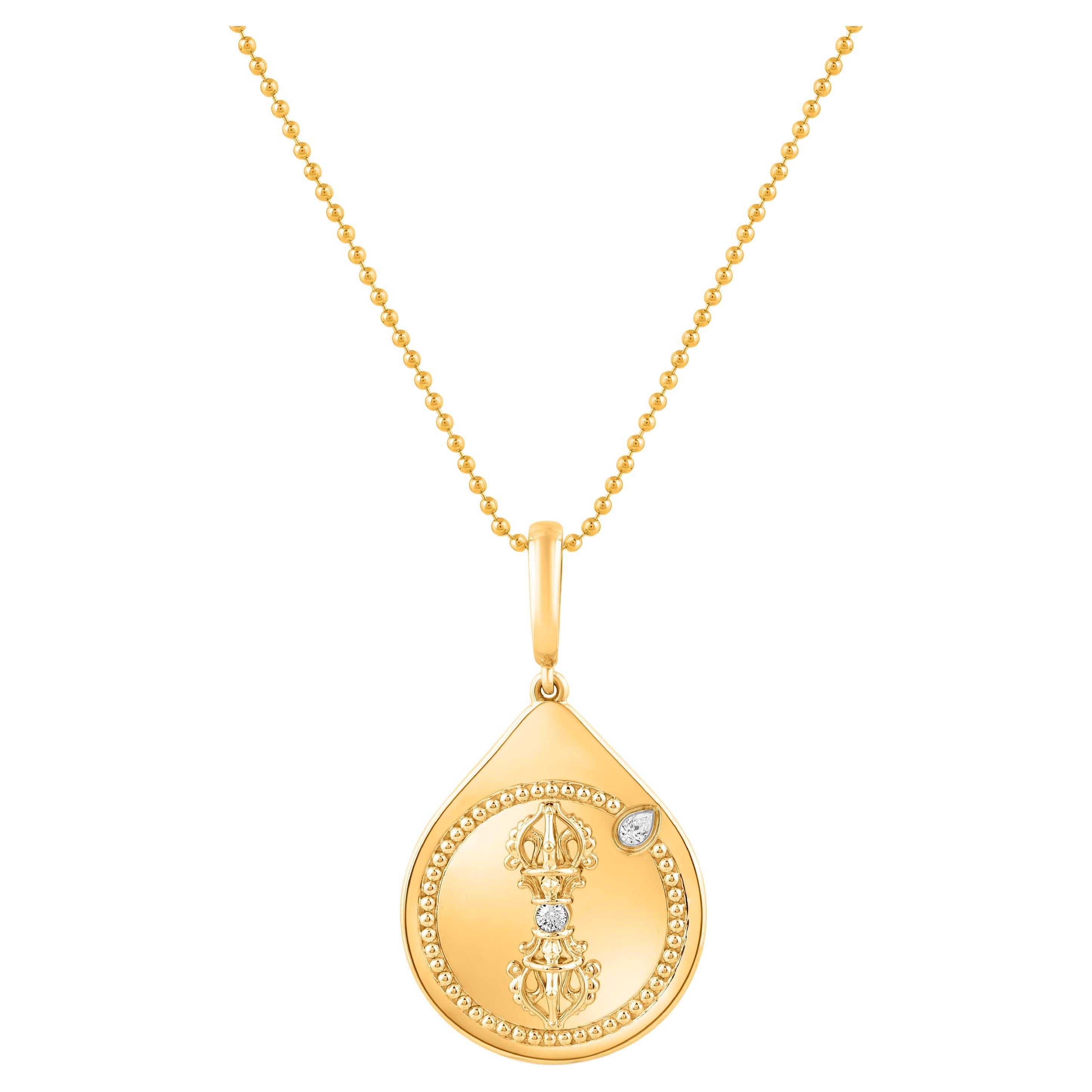 HARAKH 1/20CT Colorless Diamond Drop of JOY Confidence Pendant Necklace 18k Gold