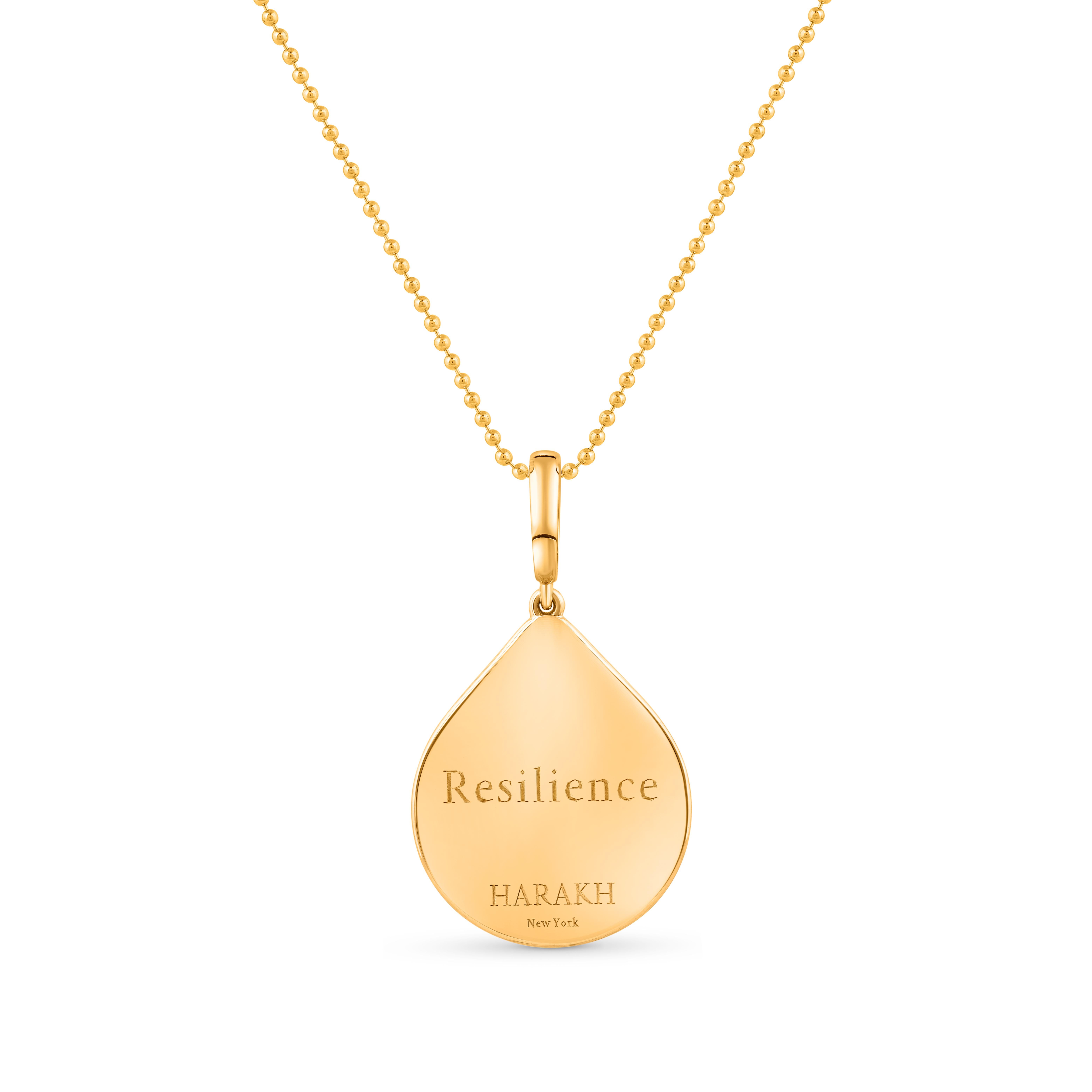 This Lotus symbol pendant necklace from the Drops of JOY collection represents Resilience. Drops of JOY collection is inspired by auspicious symbols and spiritually significant icons that many cultures believe invite positive energies. This is