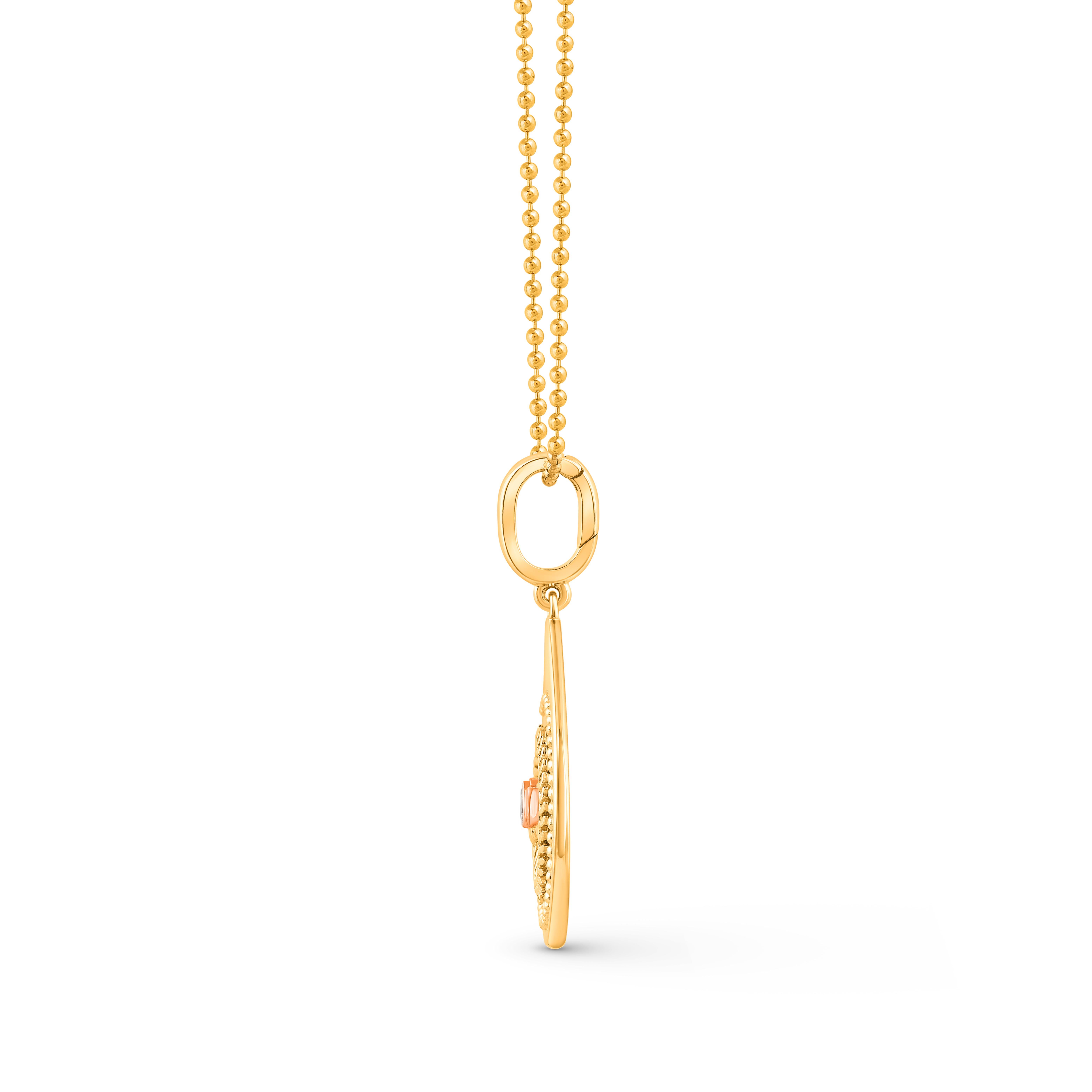 Contemporaneo HARAKH 1/20CT Colorless Diamond Drop of JOY Resilience Pendant Necklace 18K Gold in vendita