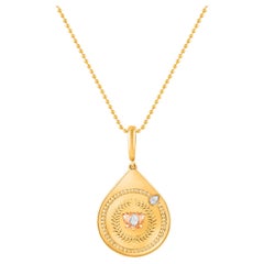 HARAKH 1/20CT Colorless Diamond Drop of JOY Resilience Pendant Necklace 18K Gold
