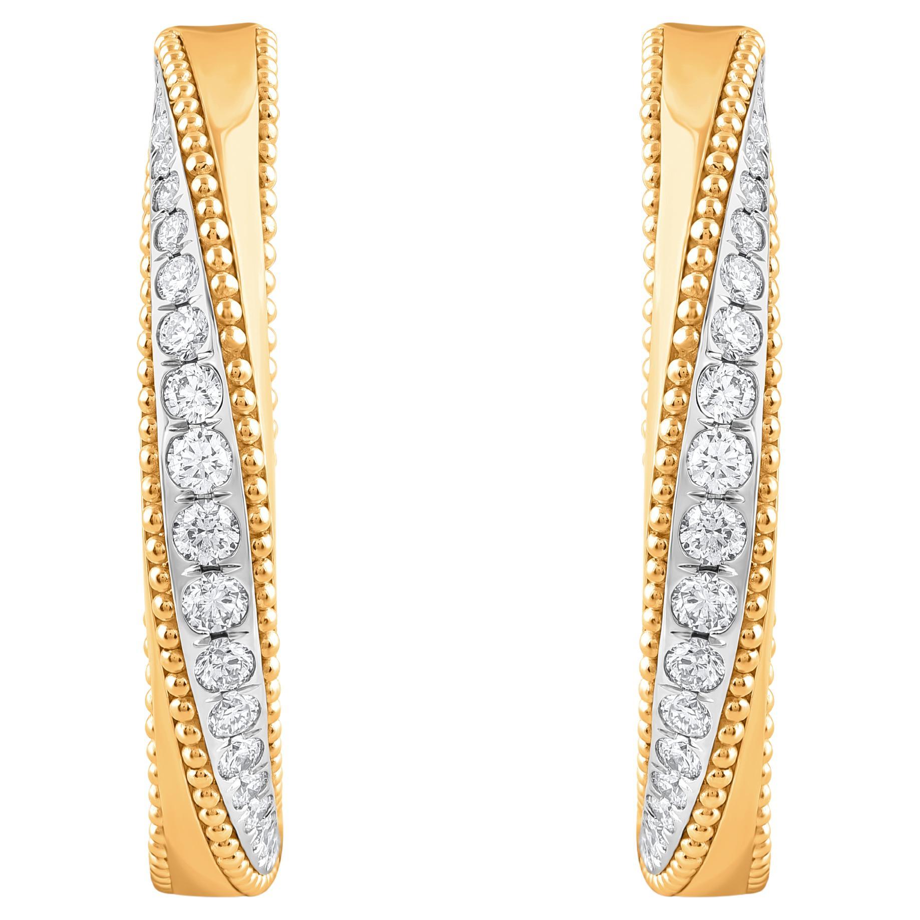 HARAKH 1/2Kt farbloser Diamant 18K Gold Sonnenlicht Gold Lumora - Zwillingsbogen-Ohrringe im Angebot