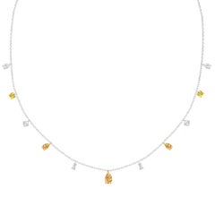 HARAKH 1 3/4 Colorless & Yellow Diamonds Raindrop Tassel Necklace in 18kt Gold