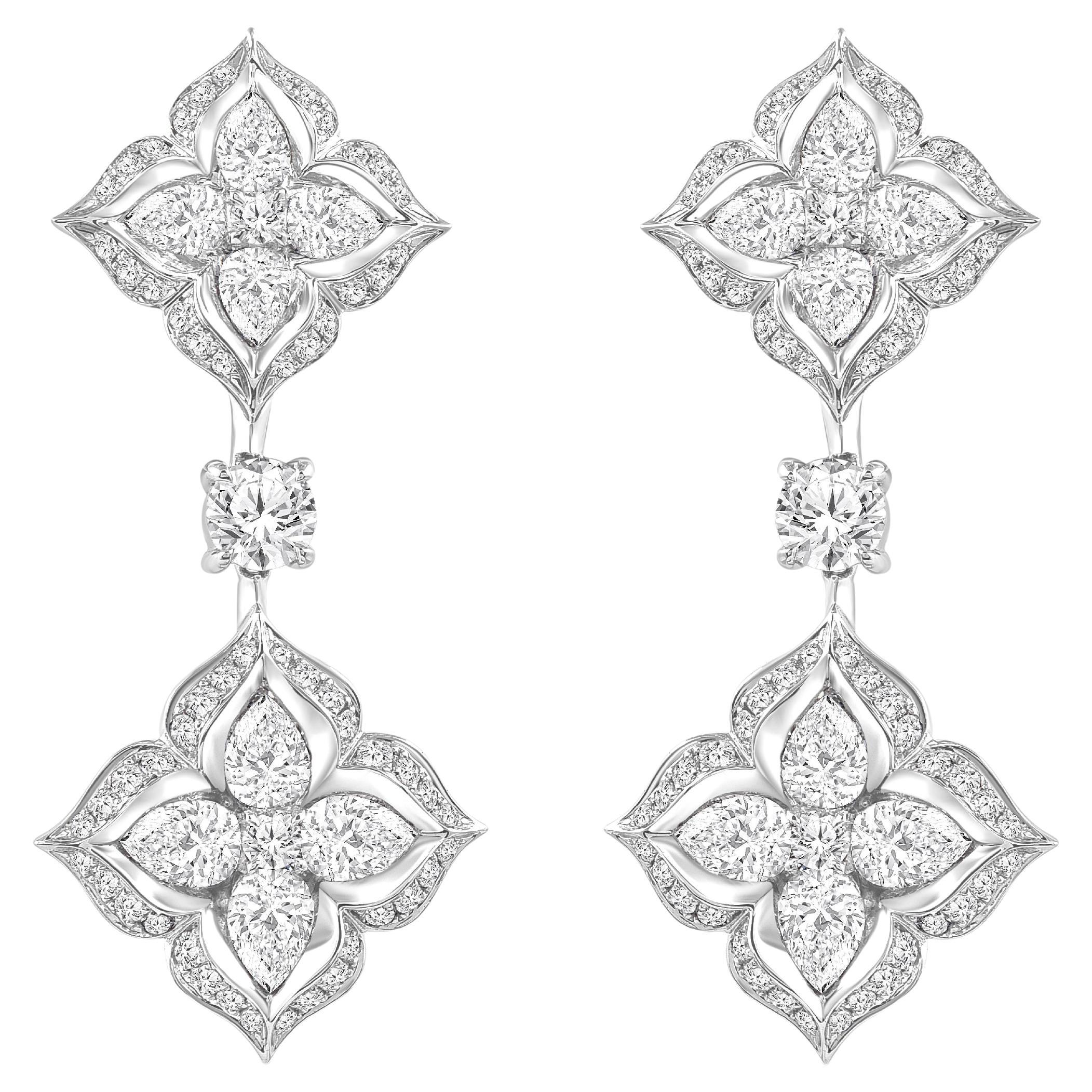 Harakh 1 3/4 Ct Brilliant Cut Colorless Diamond Mandala 18KT Gold Stud Earrings