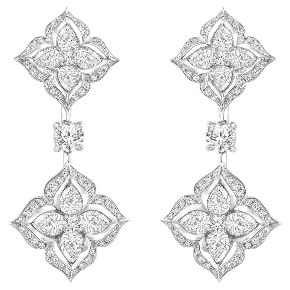 HARAKH 3/4 CT Natural Colorless Diamond and Ruby Mandala Earring 18KT ...