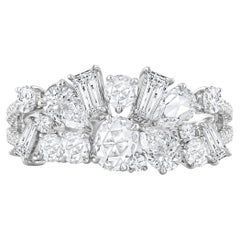 HARAKH 1 3/4 CT farblose Diamanten Kaskade Cluster Blume 18 KT Weißgold Ring