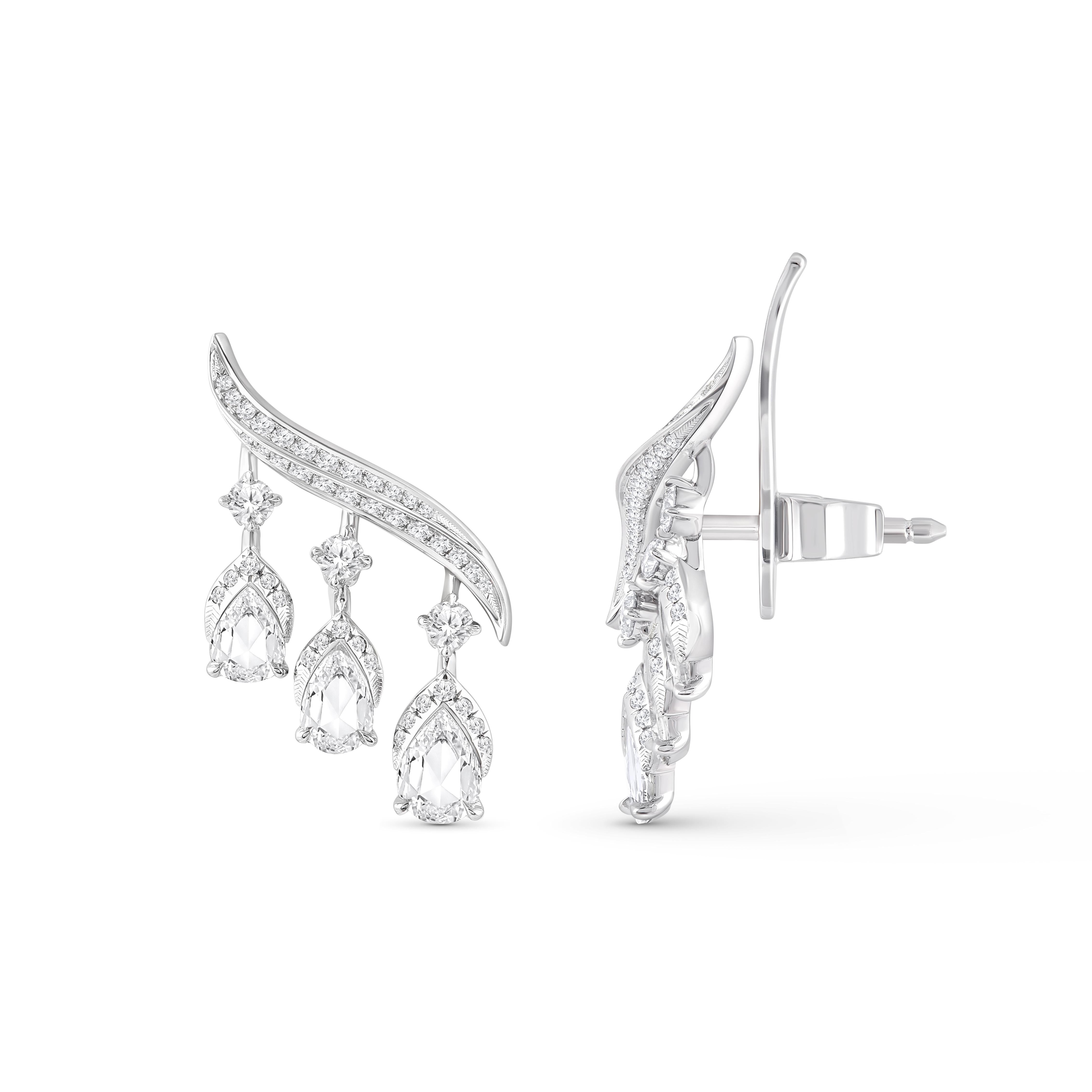 Contemporary Harakh 1 3/8 Ct Brilliant-Cut Colorless Diamond Earrings in 18kt White Gold For Sale