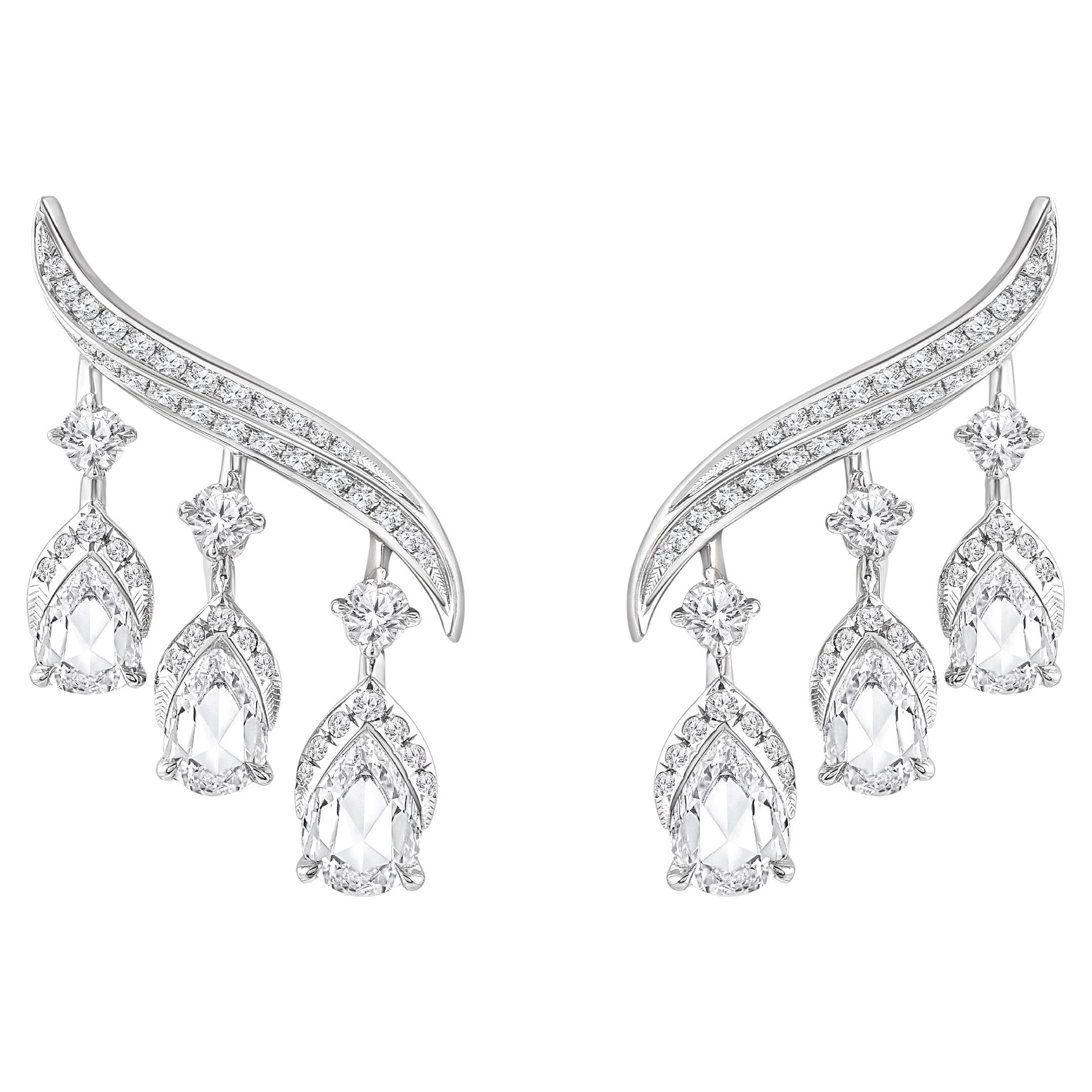 Pendientes Harakh de diamantes incoloros talla brillante de 1 3/8 ct en oro blanco de 18 quilates