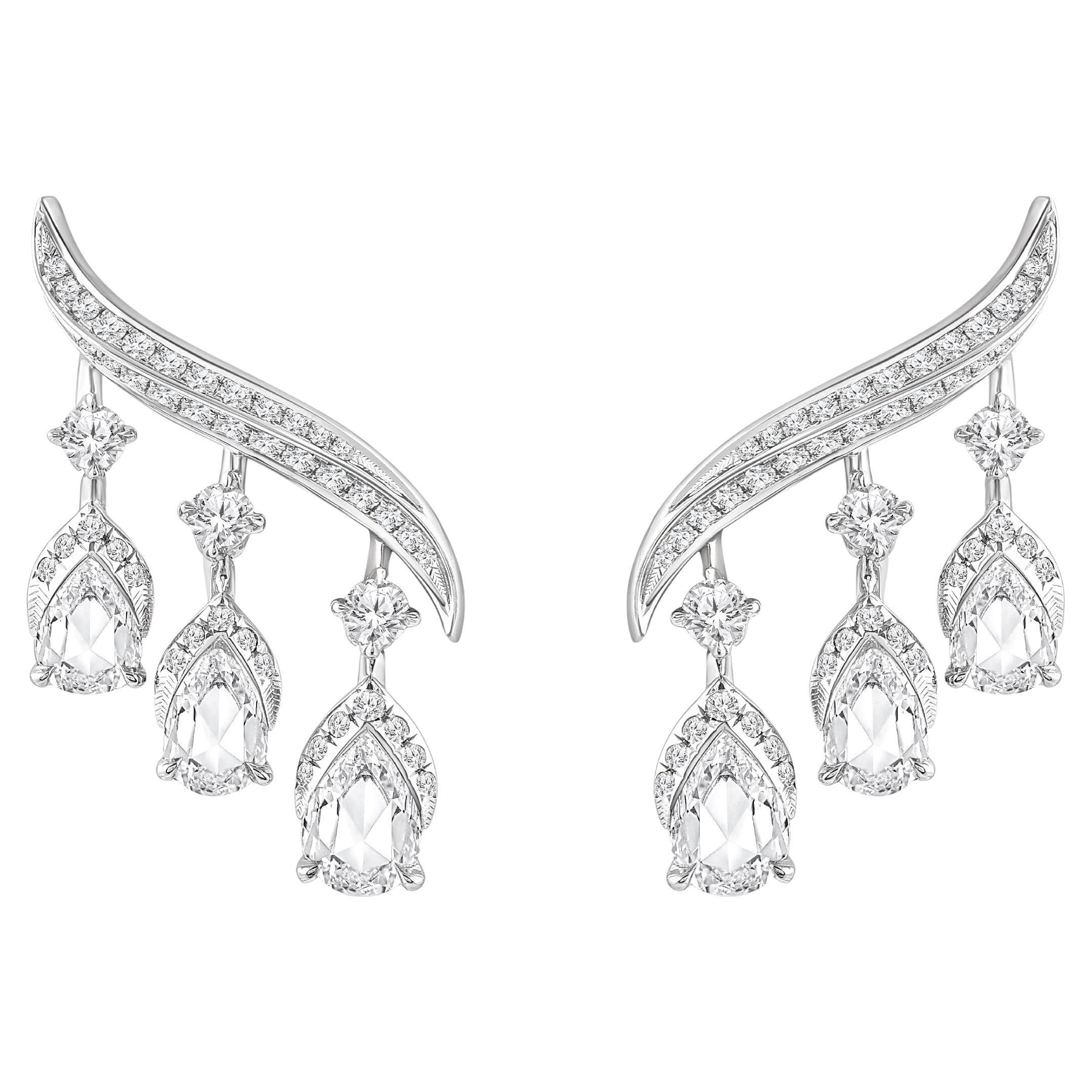 Harakh 1 3/8 Karat farblose Diamant-Ohrringe aus 18 Karat Weißgold mit Brillantschliff