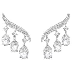 Harakh 1 3/8 Karat farblose Diamant-Ohrringe aus 18 Karat Weißgold mit Brillantschliff