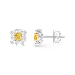 HARAKH 1 3/8 CT Brilliant Cut Natural Colorless & Yellow Diamond Cascade Earring