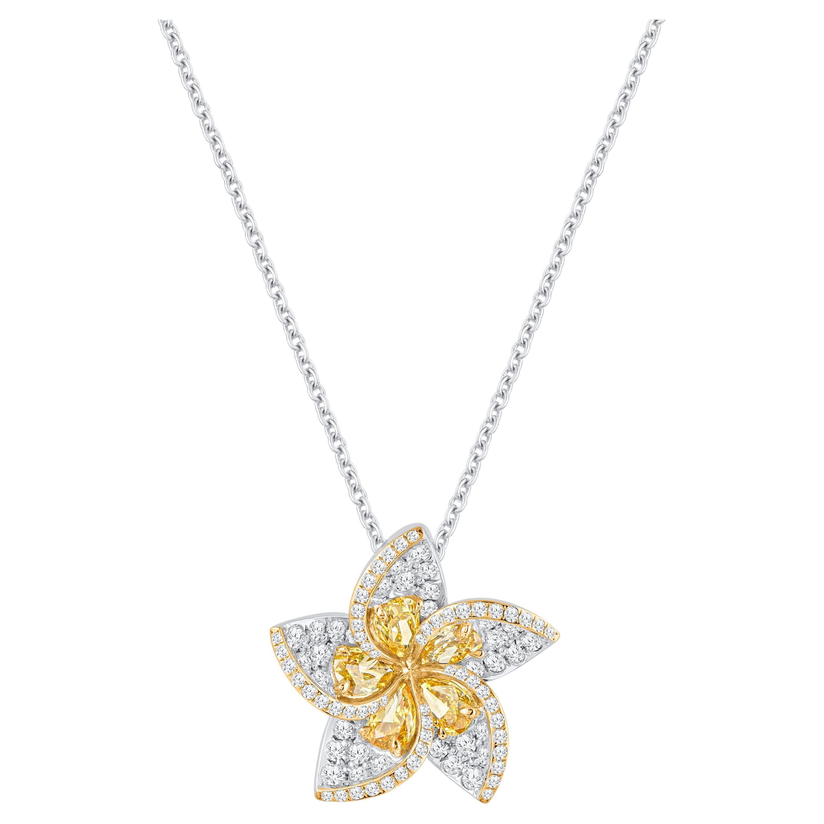 HARAKH 1 3/8 CT Brilliant Cut Natural Colorless & Yellow Diamond Cascade Pendant