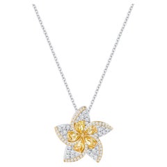 HARAKH Colgante Cascada 1 3/8 CT Corte Brillante Diamante Natural Incoloro y Amarillo