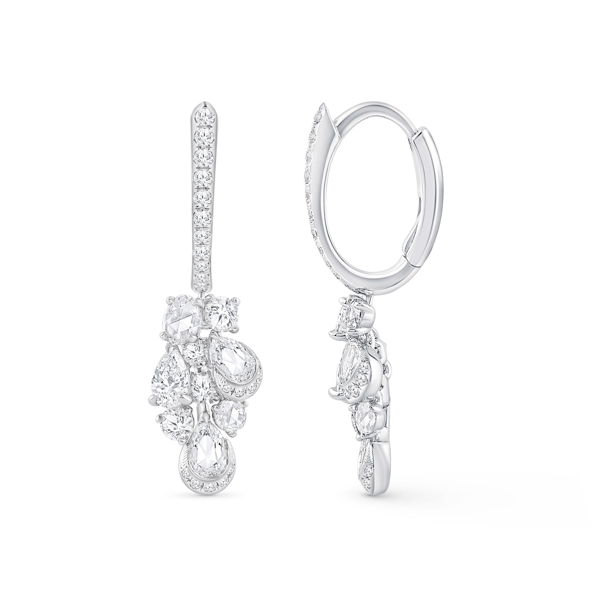 HARAKH 1 3/8 CT Natürlicher farbloser Diamant im Brillant- und Rosenschliff Ohrringe (Zeitgenössisch) im Angebot