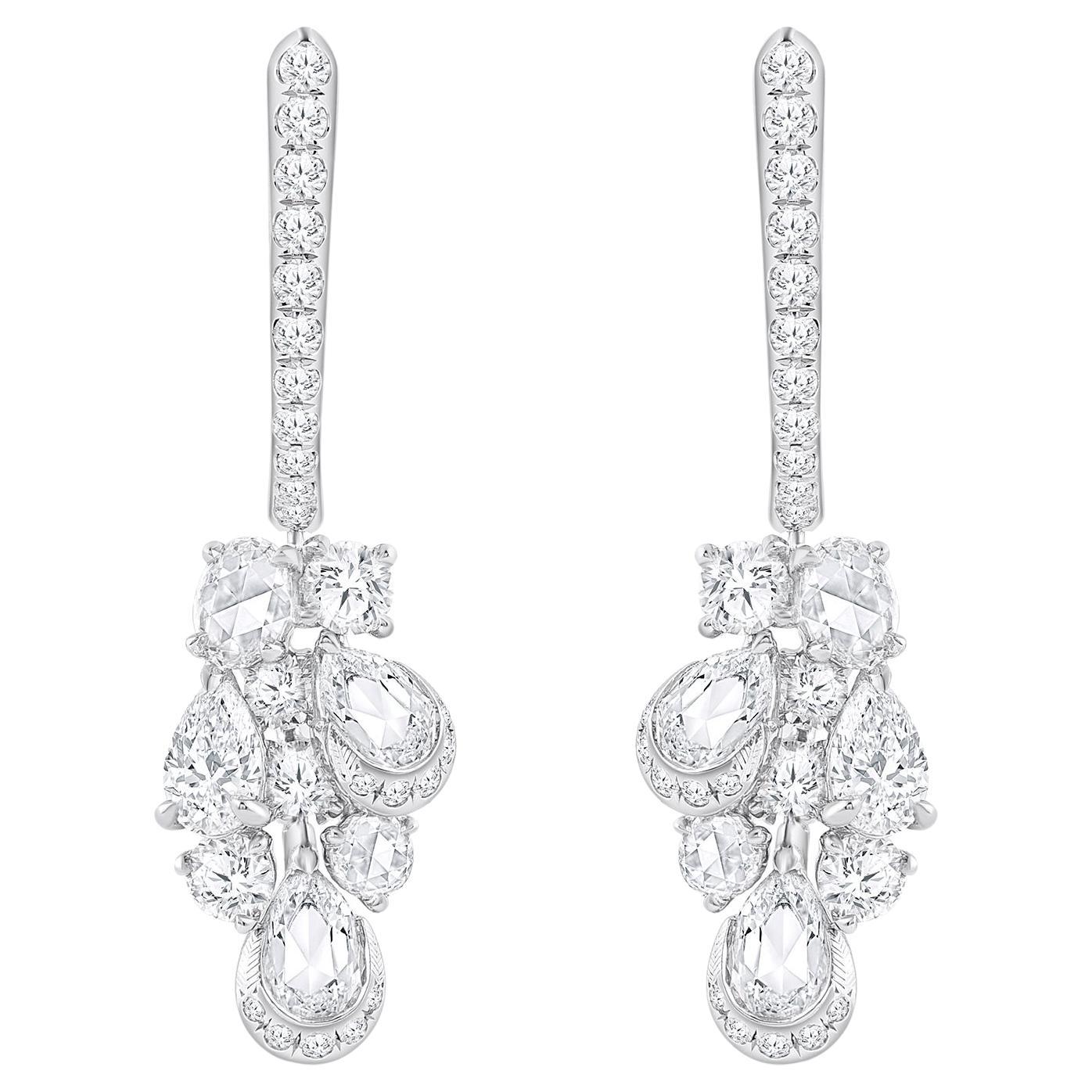 HARAKH 1 3/8 CT Natural Colorless Diamond Brilliant & Rose Cut Hoop Earrings