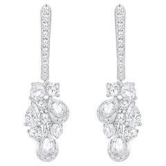 HARAKH Pendientes de aro de 1 3/8 CT de diamante natural incoloro talla brillante y rosa