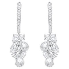 Harakh 1 3/8 CT Brilliant & Rose Cut Natural Colorless Diamond Hoop Earrings