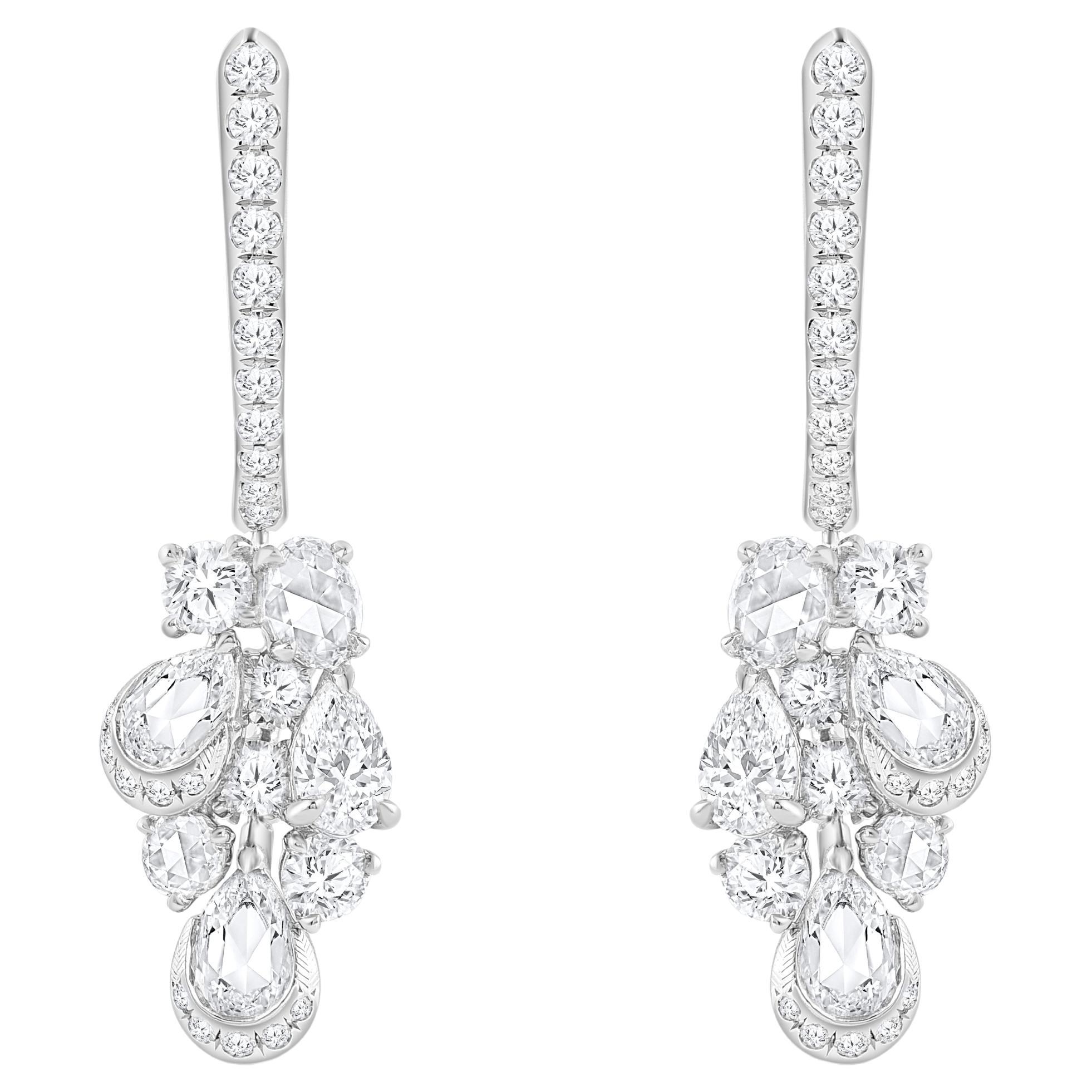 HARAKH 1 3/8 CT Natürlicher farbloser Diamant im Brillant- und Rosenschliff Ohrringe