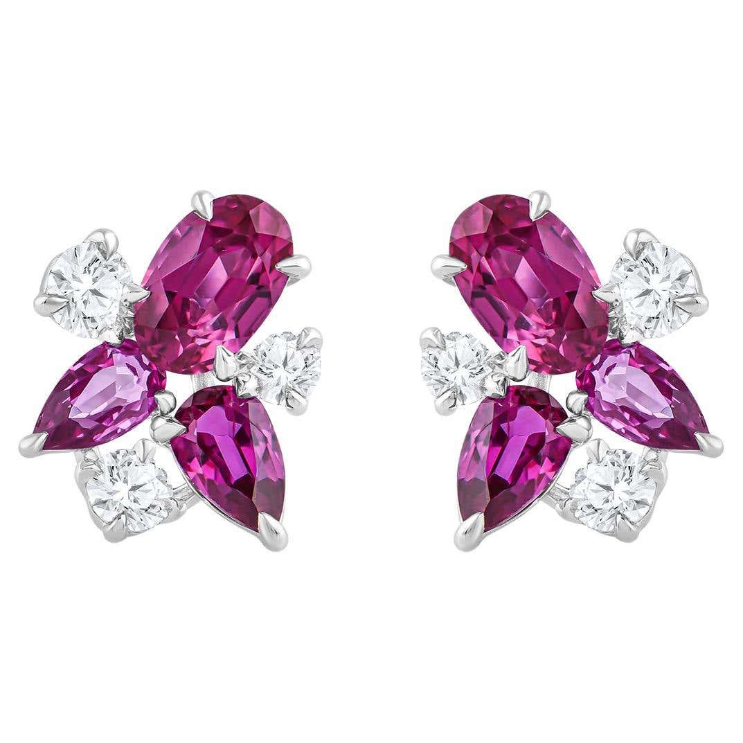 Harakh 1/3 Carat Brilliant Cut Natural Colorless Diamond and Ruby Stud ...