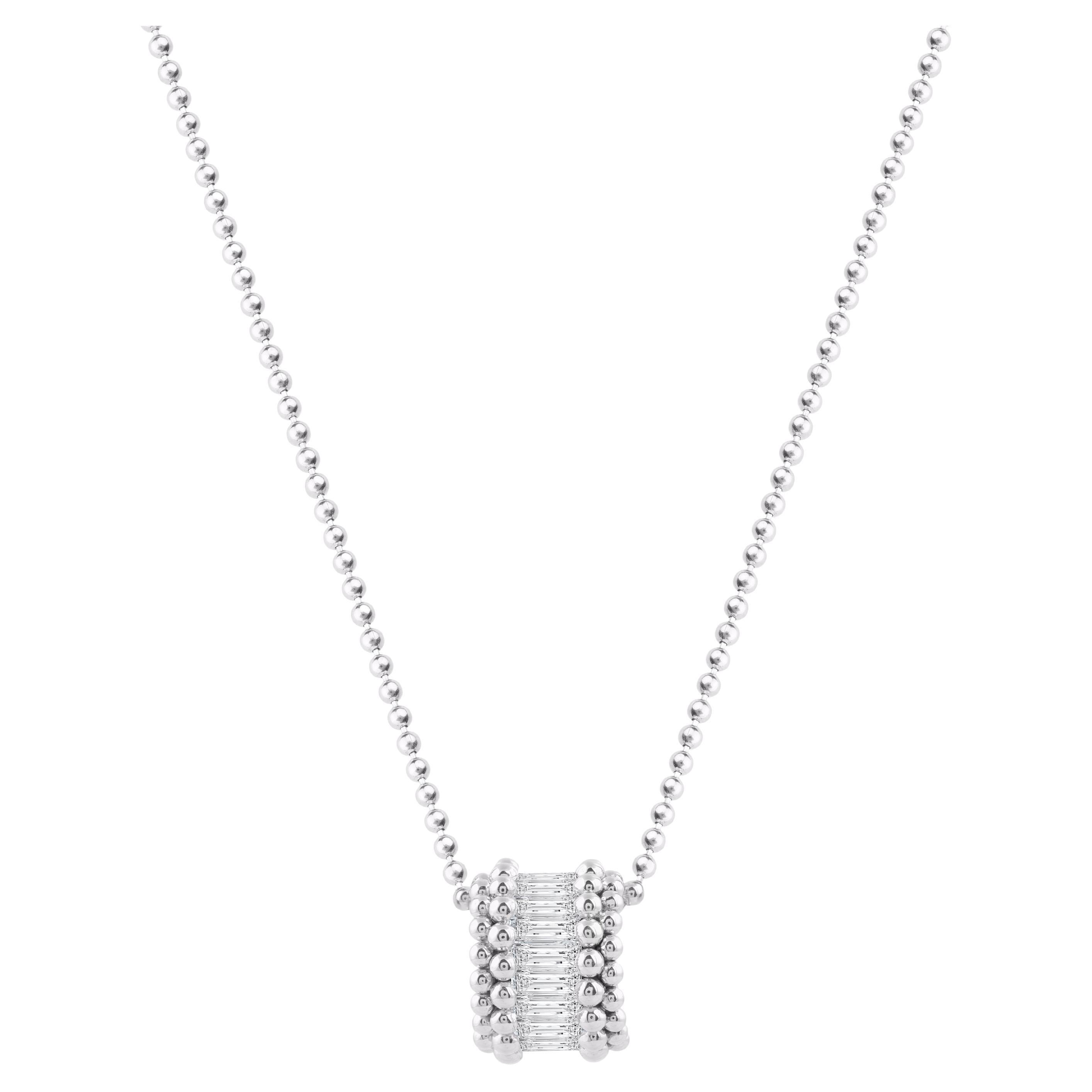 Harakh 3/8 Carat Colorless Diamond Baguette Pendant Necklace in 18 KT White Gold