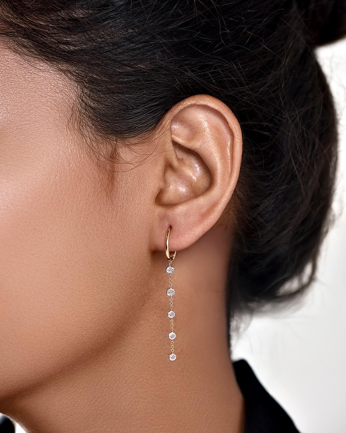 HARAKH 1/3 Karat natürliche farblose Diamant-Ohrringe aus 18KT Gelbgold (Brillantschliff) im Angebot