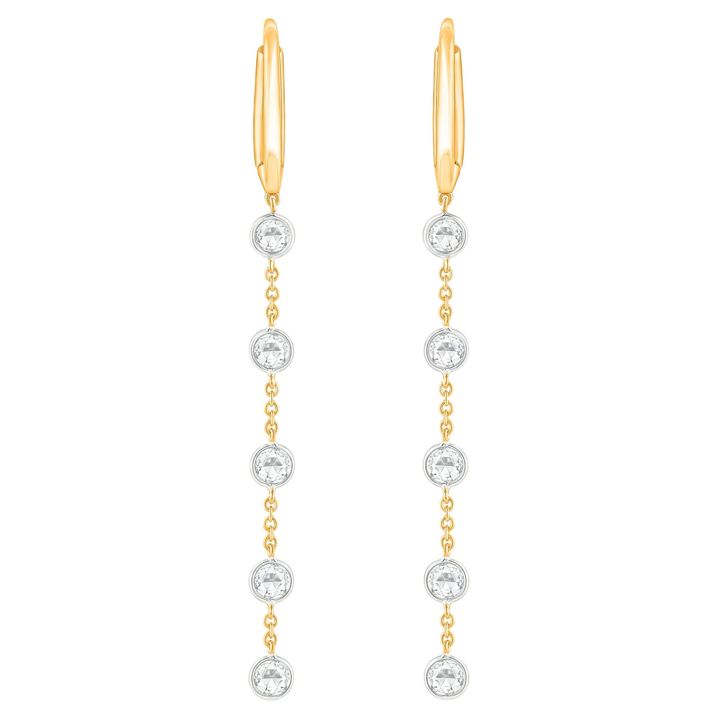 HARAKH 1/3 Carat Natural Colorless Diamond Dangle Earrings in 18KT Yellow Gold