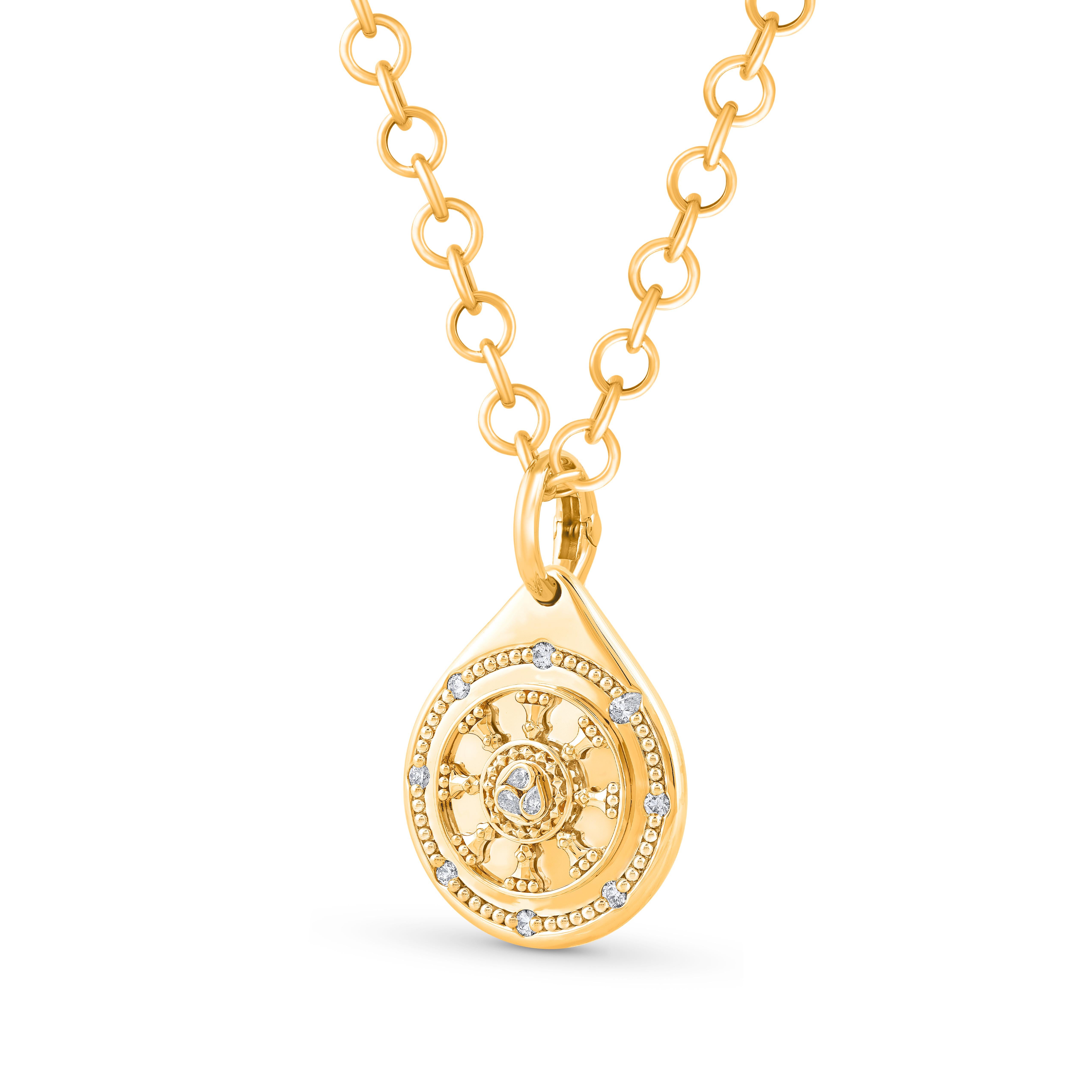 Contemporary HARAKH 1/3 Colorless Diamond Drop of JOY Serenity Necklace 18 Karat Gold For Sale