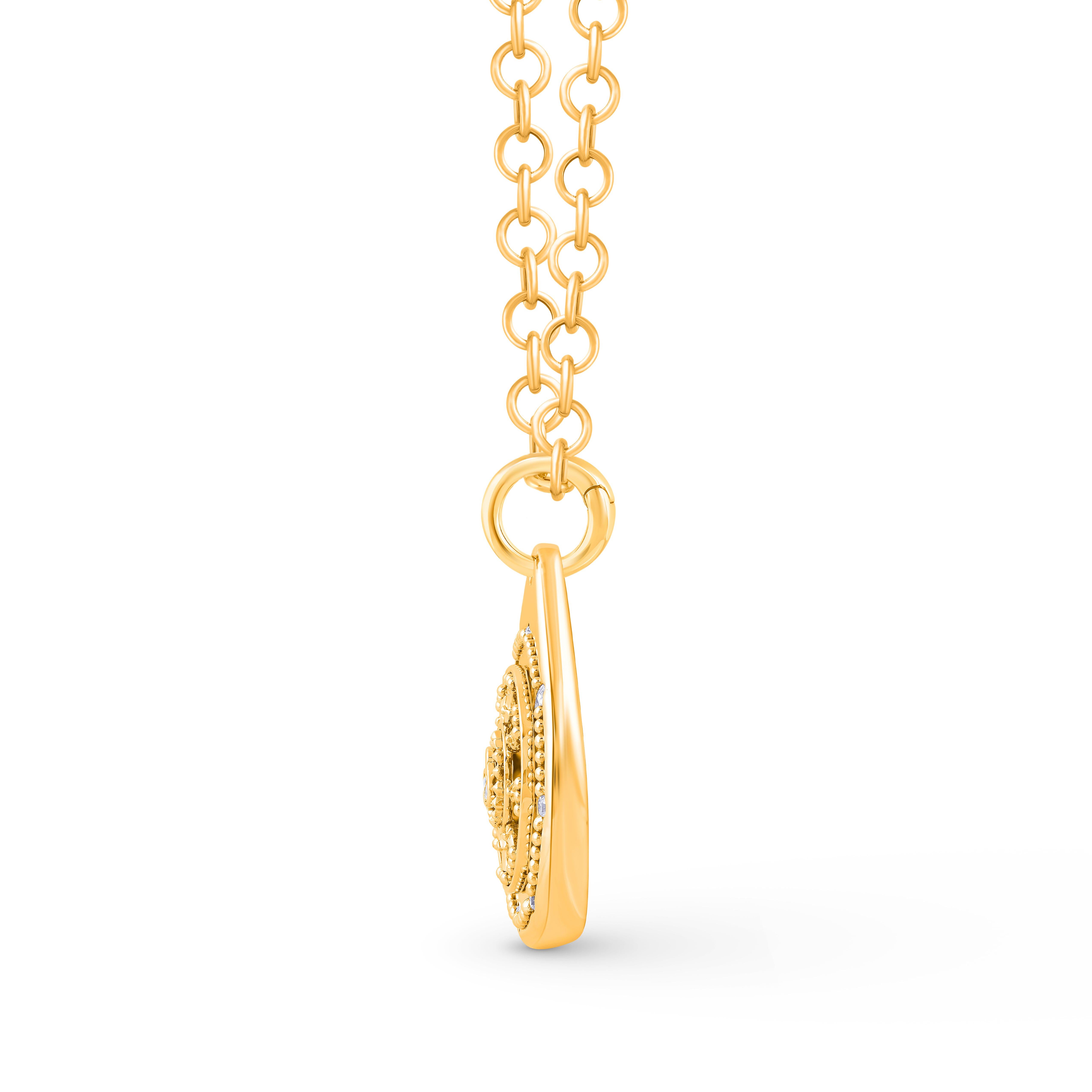 Brilliant Cut HARAKH 1/3 Colorless Diamond Drop of JOY Serenity Necklace 18 Karat Gold For Sale