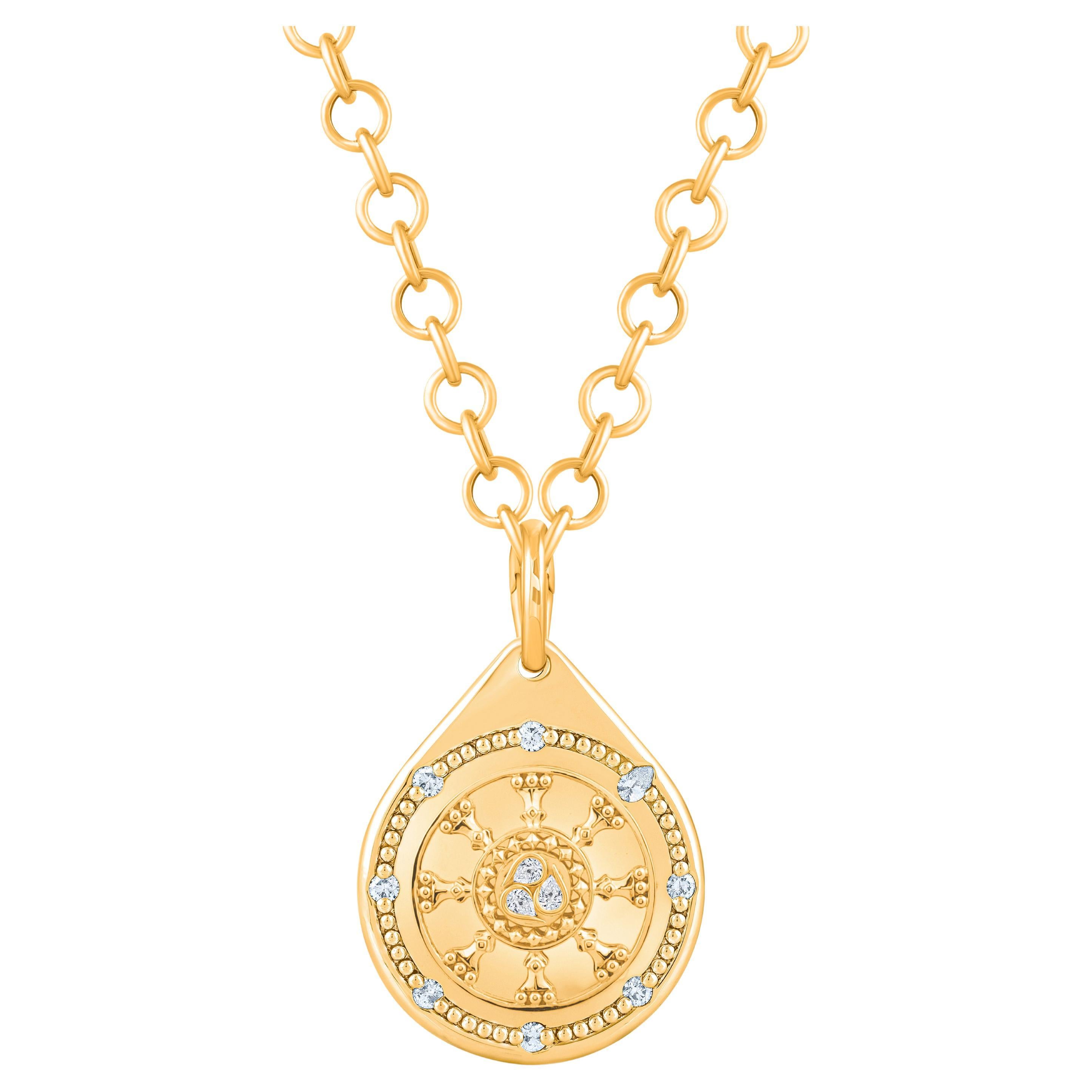 HARAKH 1/3 Colorless Diamond Drop of JOY Serenity Necklace 18 Karat Gold For Sale