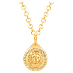 HARAKH 1/3 Karat farblose Diamant-Halskette mit JOY Courage-Anhänger aus 18kt Gold mit Anhänger