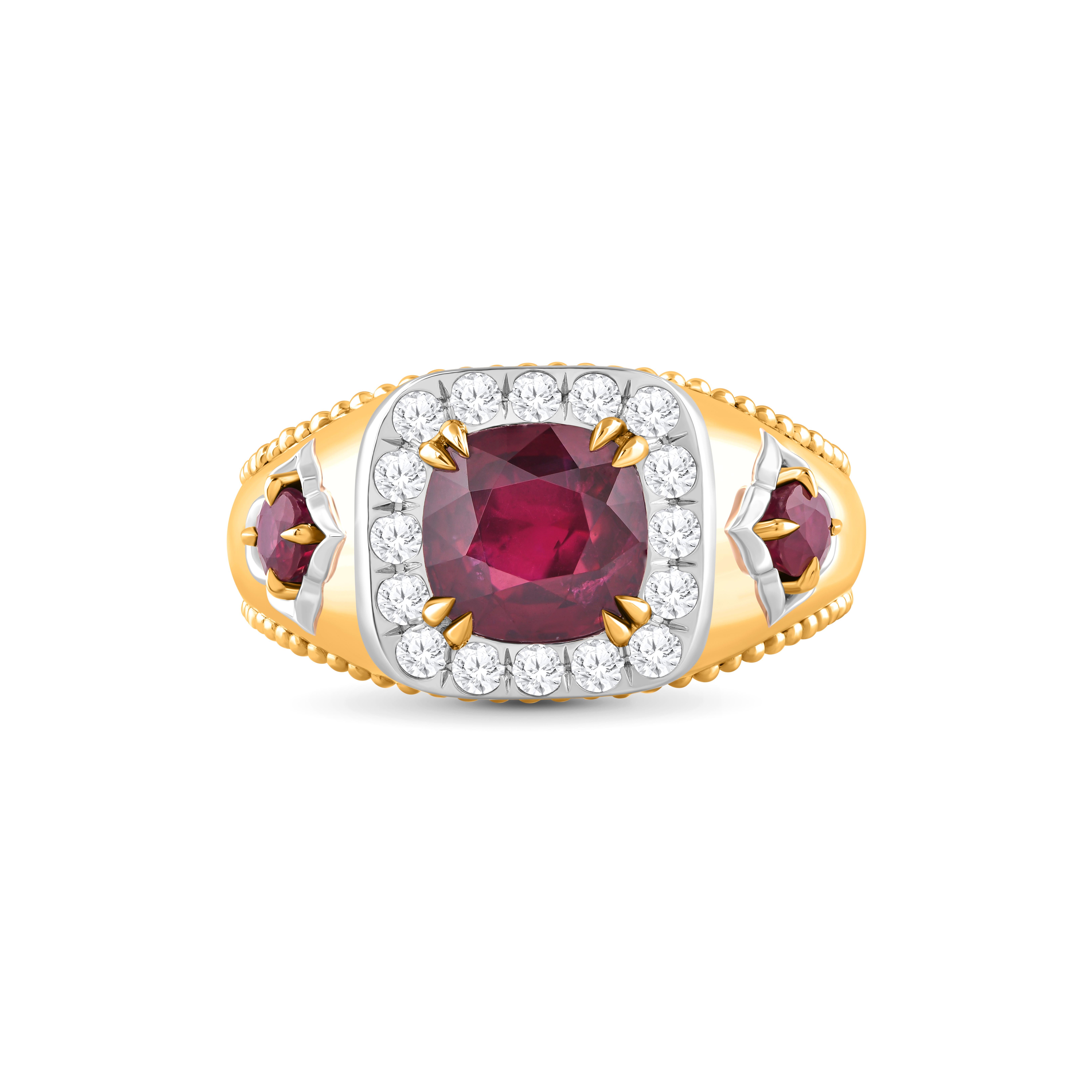 Ispirato ai simboli sacri che incarnano la divinità, questo squisito anello della nostra Collection'S Mandala mette in mostra un affascinante rubino, splendidamente completato da diamanti incolori a taglio brillante. Con un peso totale di diamanti