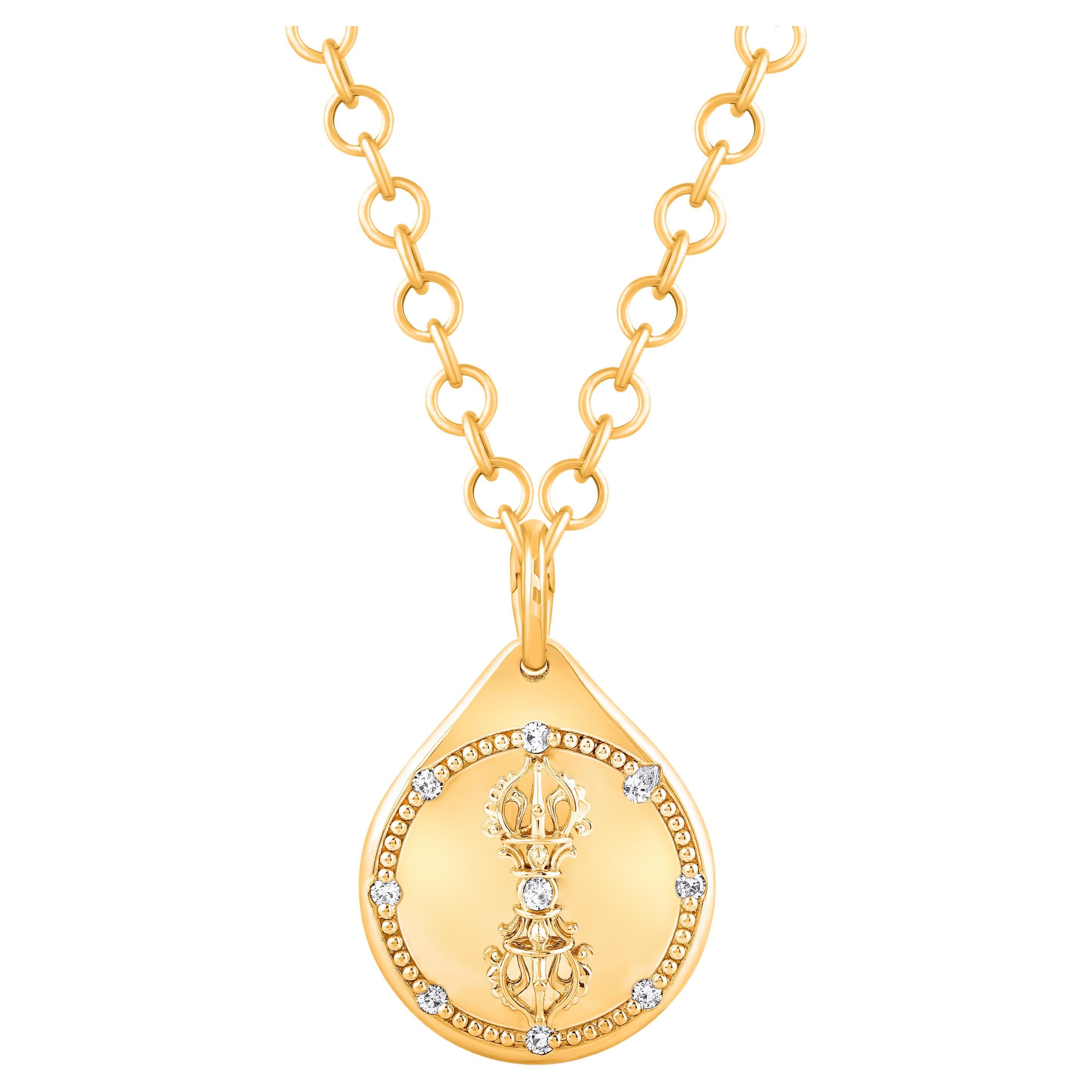 Collana con ciondolo della fiducia con diamante incolore in oro 18 carati di Harakh