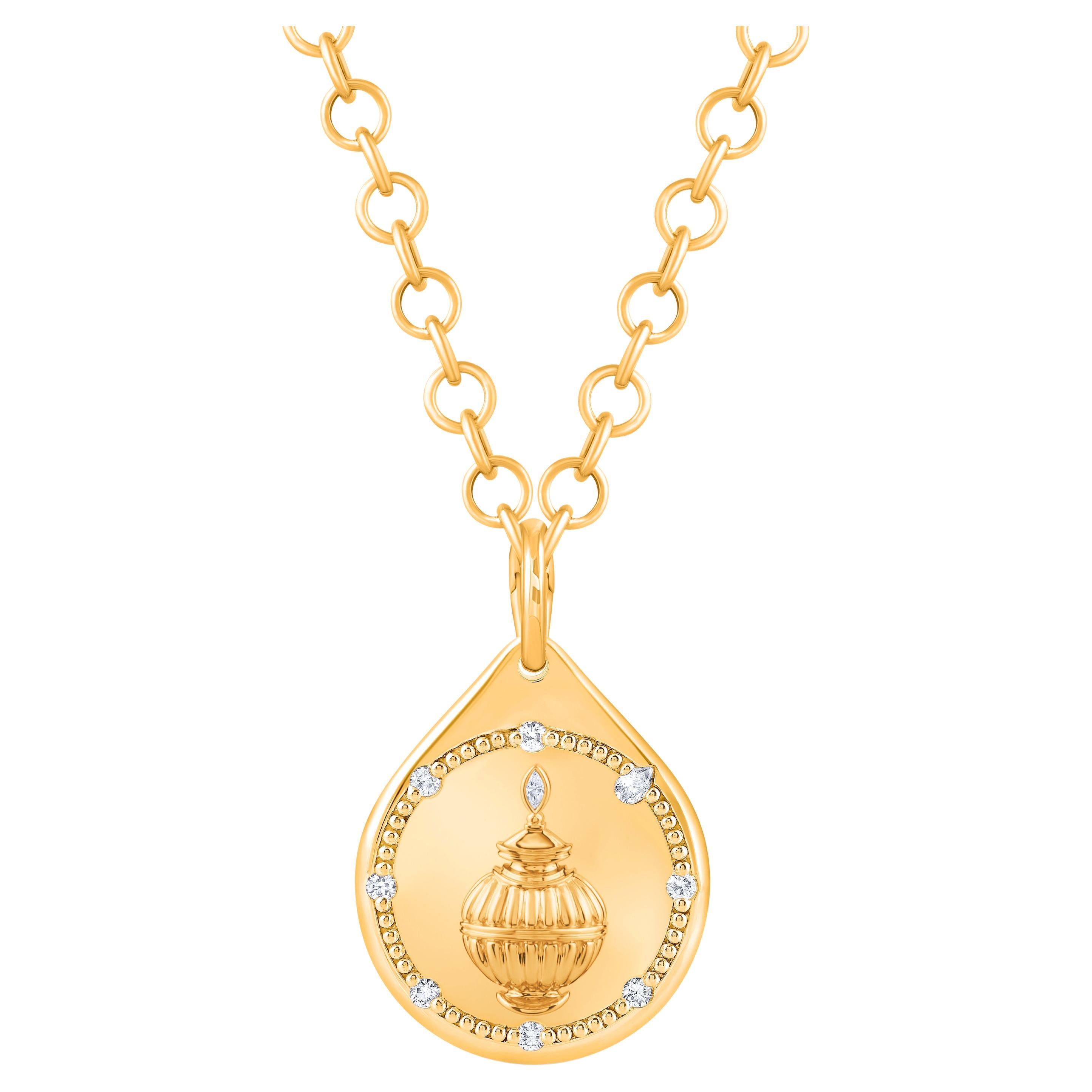 HARAKH 18 Karat Gold farblose Diamant-Halskette mit JOY Prosperity-Anhänger