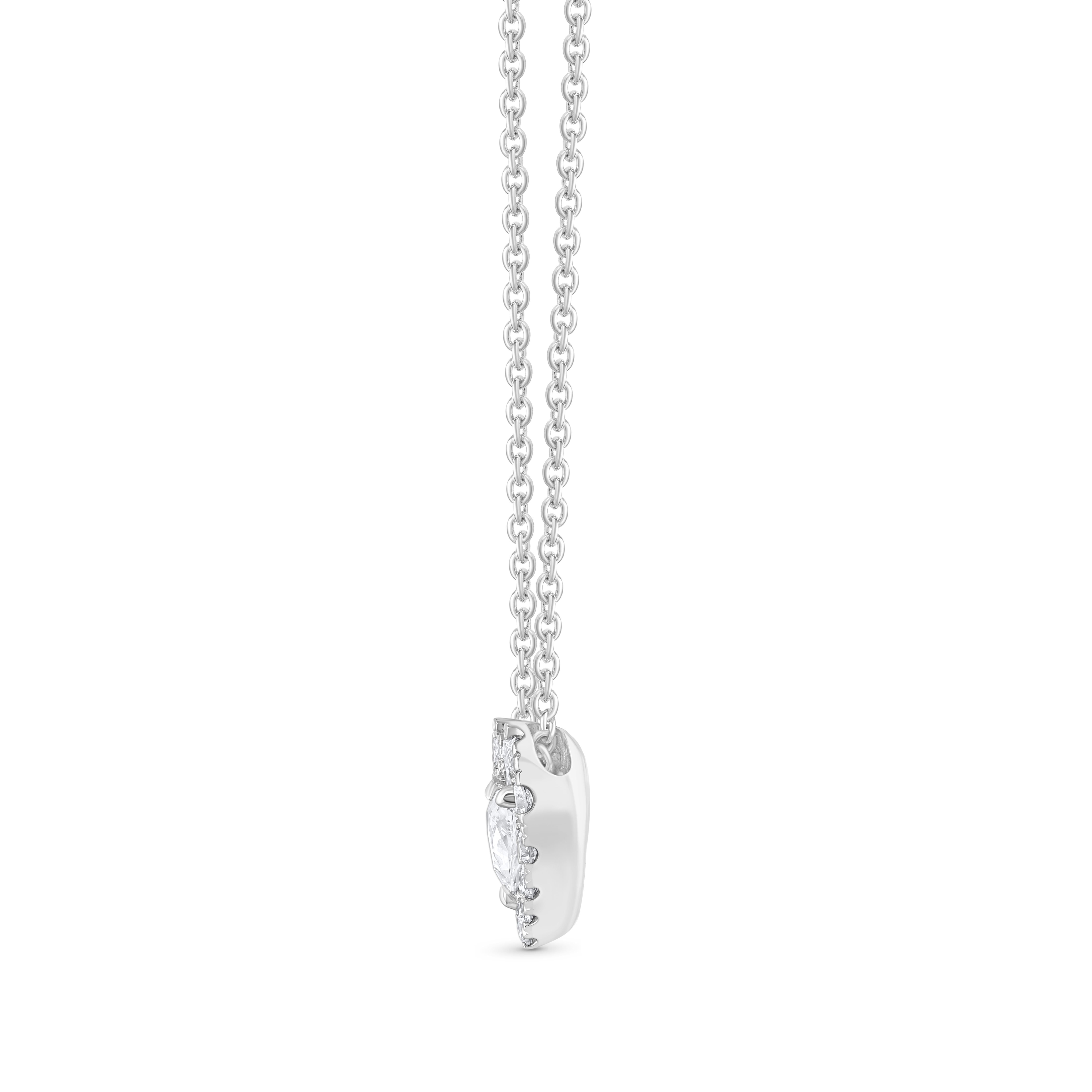 Inspired by the fragrant frangipani flower, a symbol of immortality, this elegantly designed pendant is adorned with round brilliant-cut and 1 rose-cut trillion-cut natural diamonds. A nature-inspired beauty from our Frangipani Collection, this