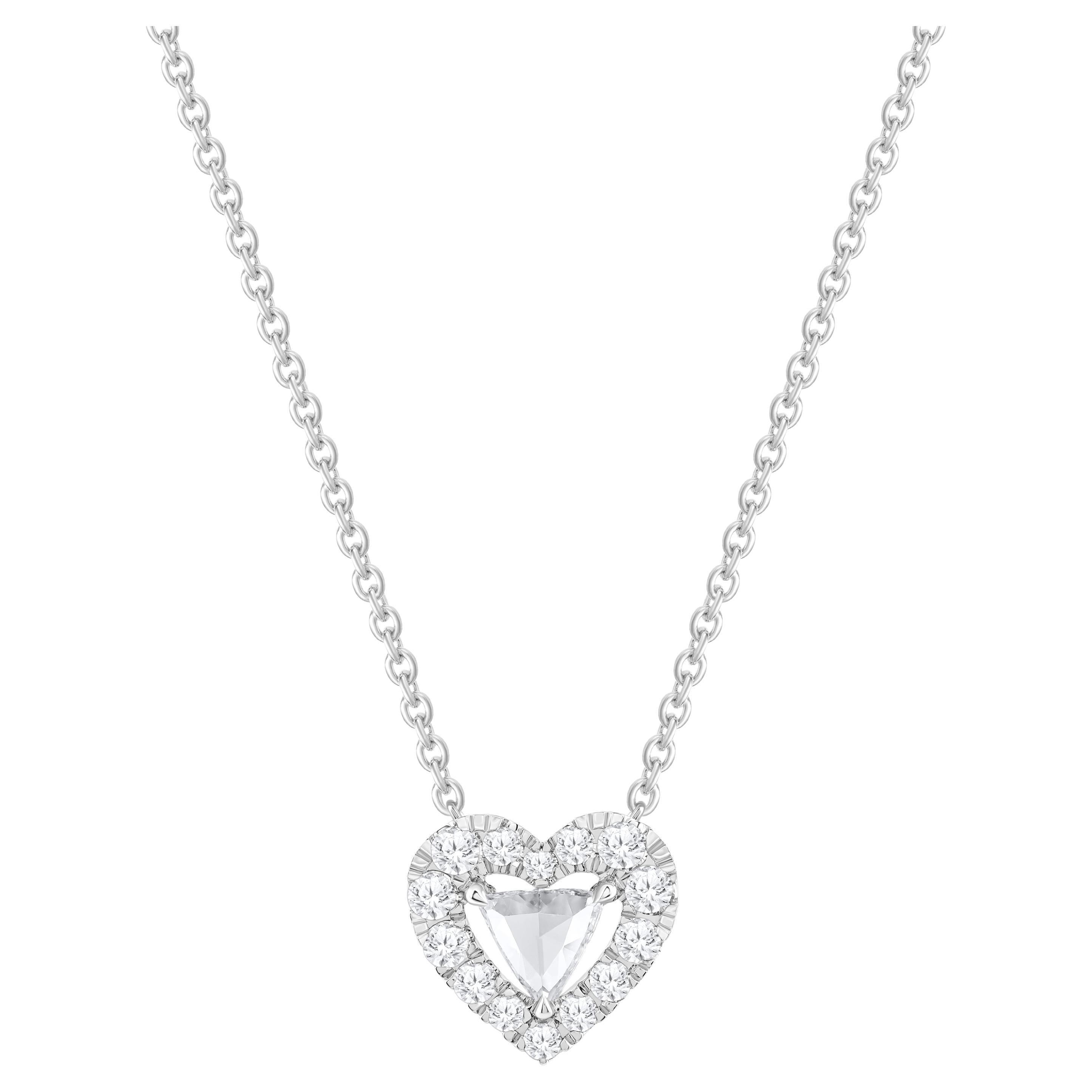 HARAKH 1/4 CT Natural Colorless Cascade Trillion-cut Heart Necklace