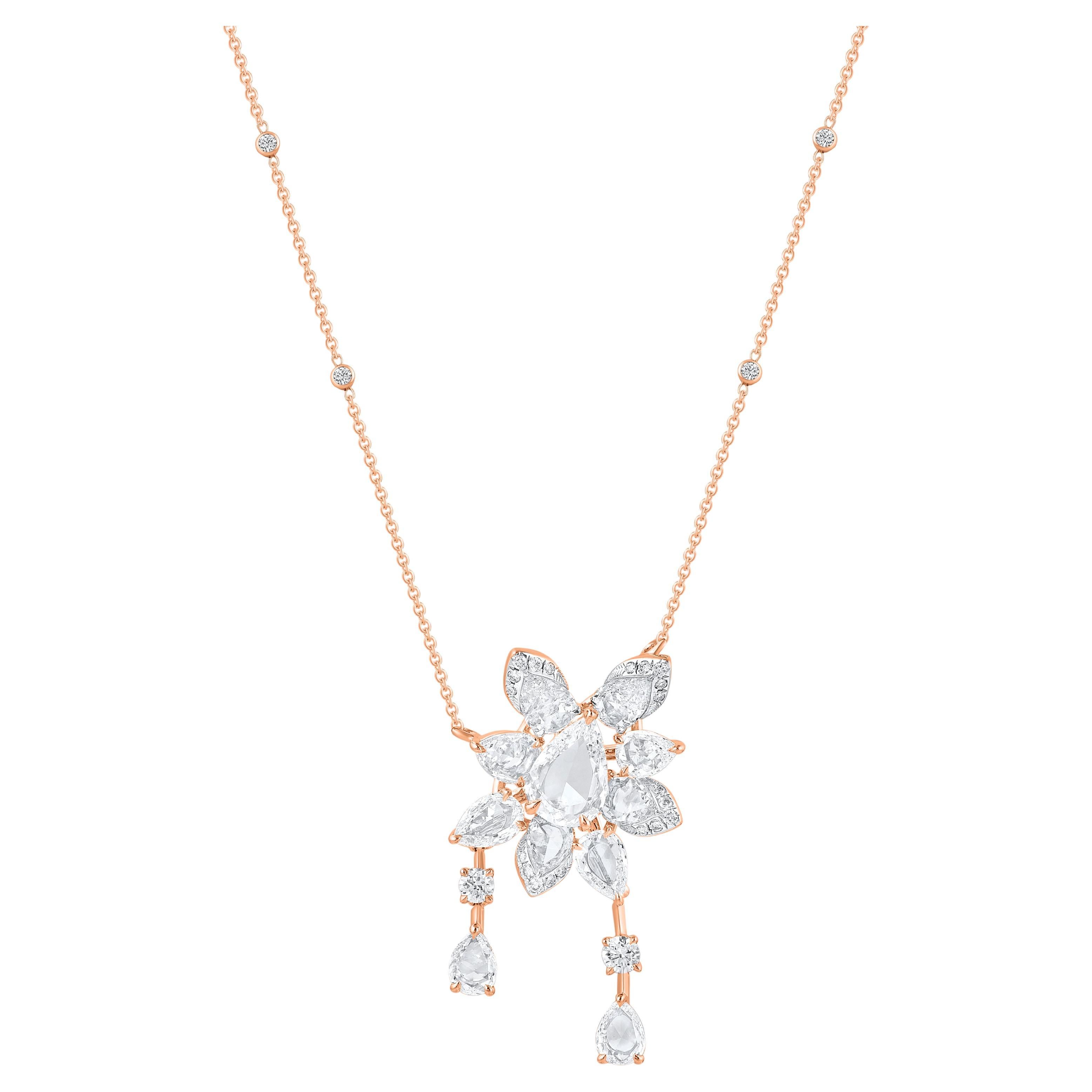 Harakh 1 5/8 Carat Brilliant Cut Natural Colorless Diamond Cascade Necklace