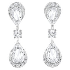HARAKH Pendiente de diamante incoloro natural talla brillante y rosa de 1 5/8 quilates