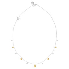 HARAKH Collier à pompon goutte d'eau en or 18 carats, diamants jaunes et incolores 1 5/8