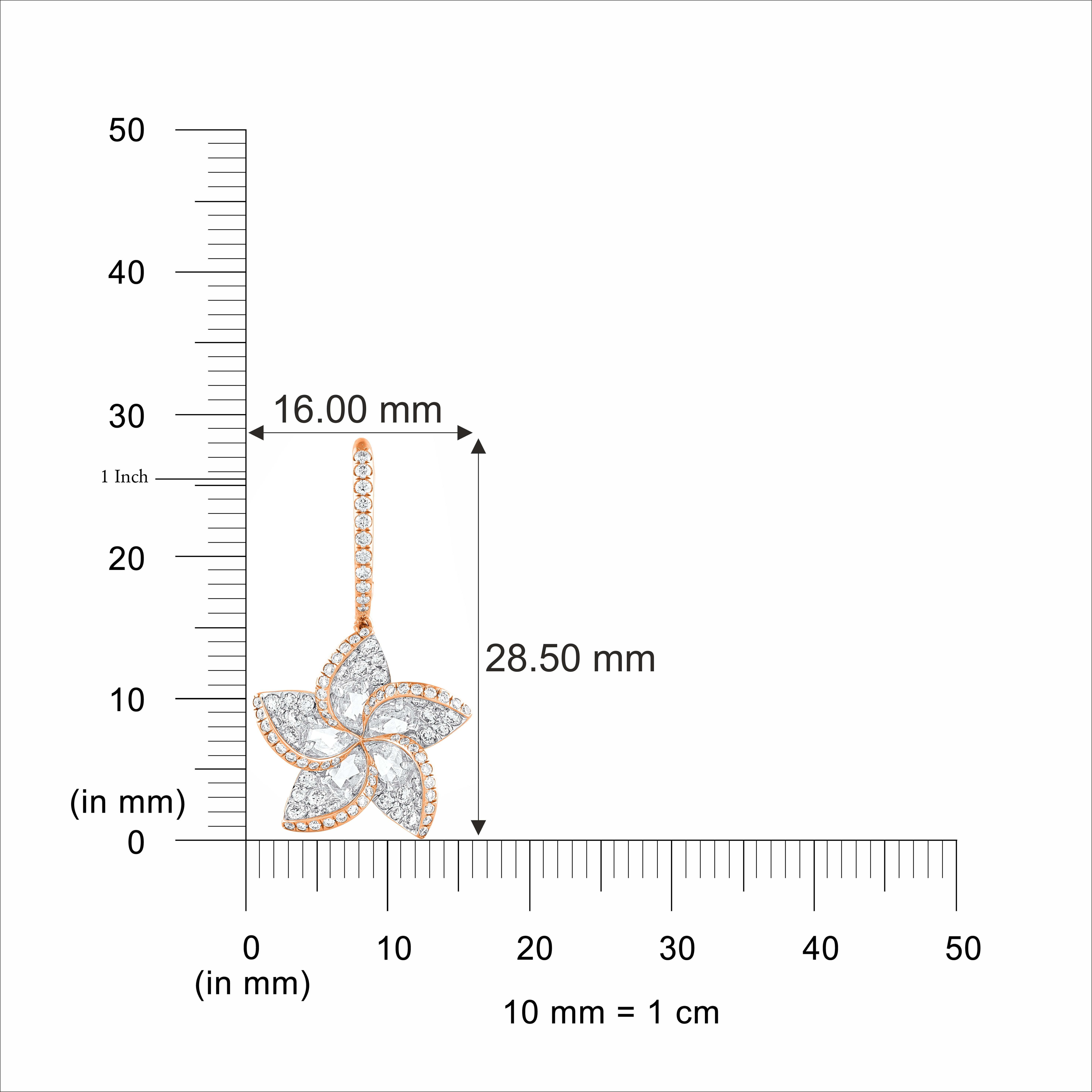 HARAKH 1 5/8 CT Natürlicher farbloser Diamant im Brillant- und Rosenschliff Ohrringe mit Baumeln (Zeitgenössisch) im Angebot