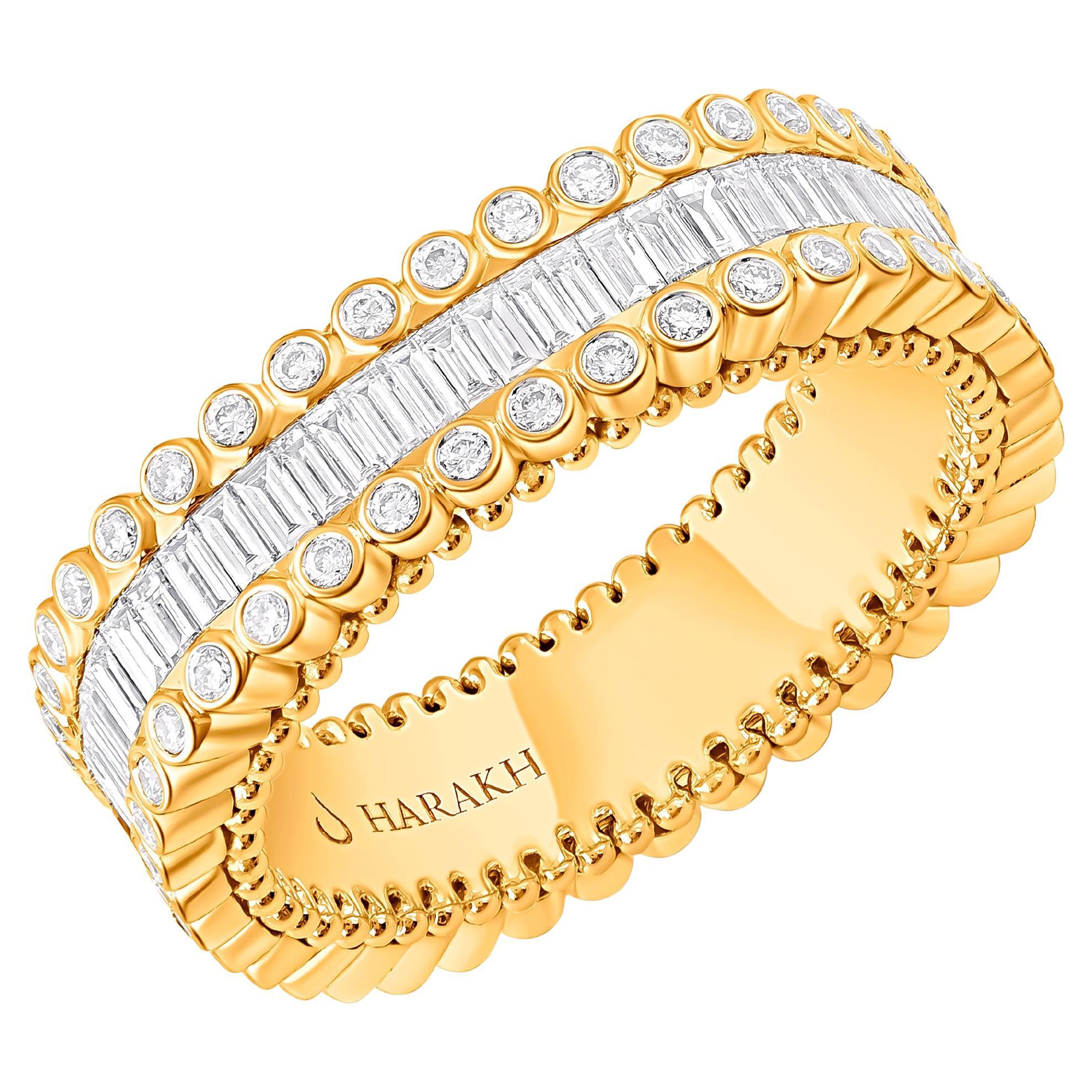 HARAKH 1 5/8 CT Colorless Diamond 18 Karat Yellow Gold Sunlight Ring
