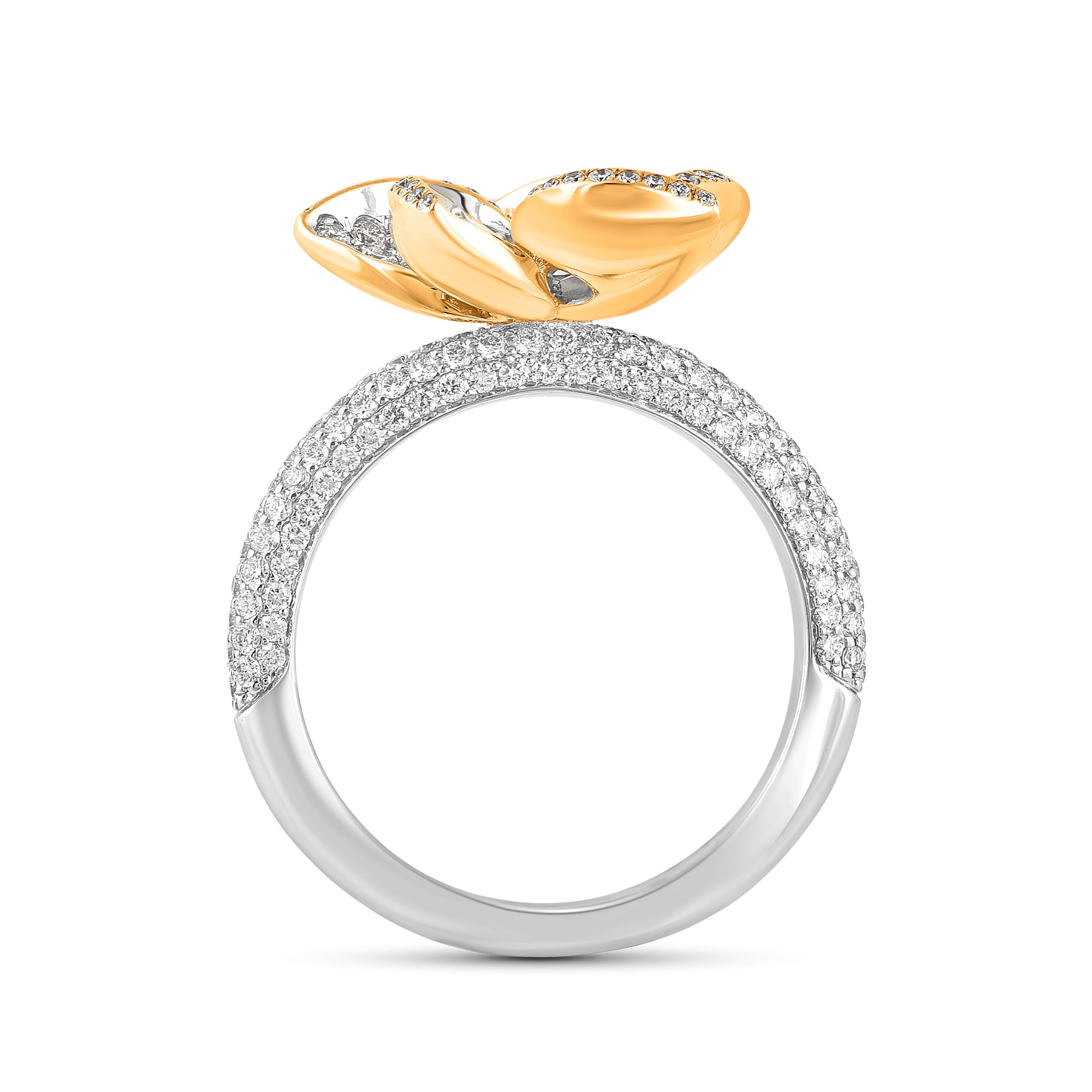 Contemporaneo Anello floreale Frangipani con diamante incolore da 1 5/8 CT in oro 18KT di Harakh in vendita