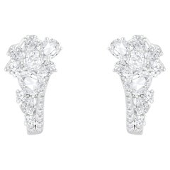 Harakh 1 5/8 CT Natural Colorless Diamond Cascade 18KT White Gold Hoop Ears