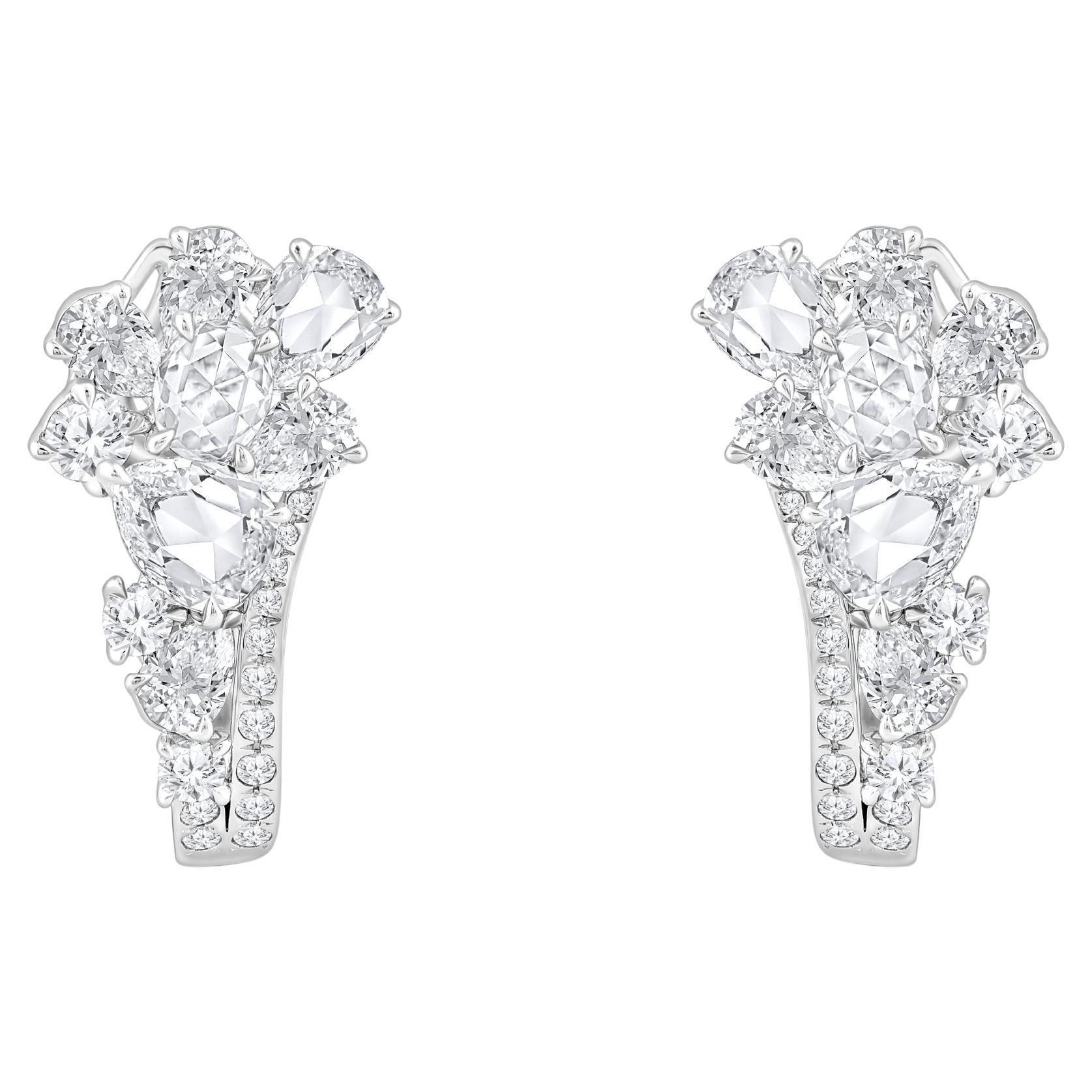 HARAKH 1 5/8 CT Natürlicher farbloser Diamant Kaskade 18KT Weißgold Reif-Ohrringe