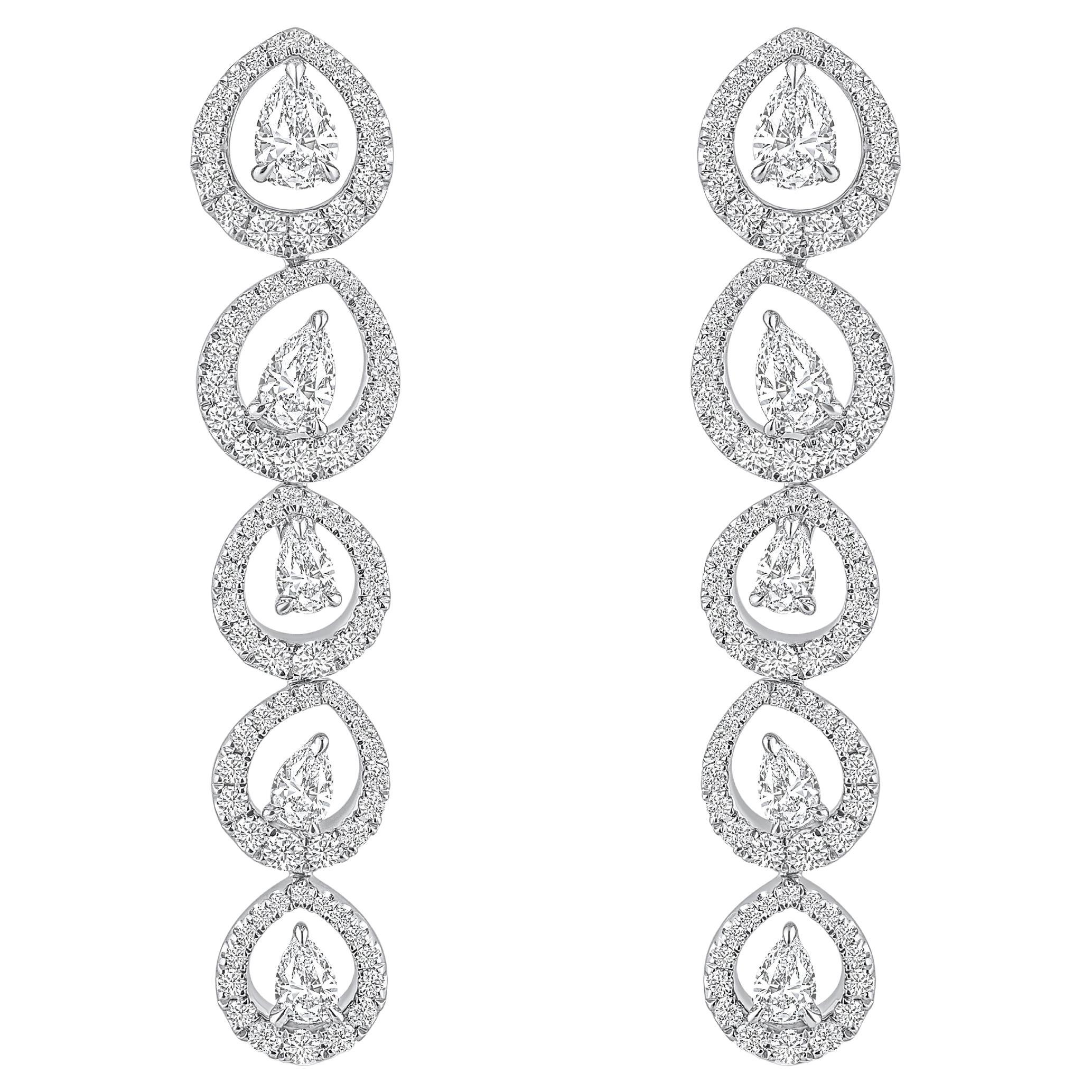 HARAKH 1 5/8 CT natürlicher farbloser Diamant baumelnder Ohrring 18KT Weißgold