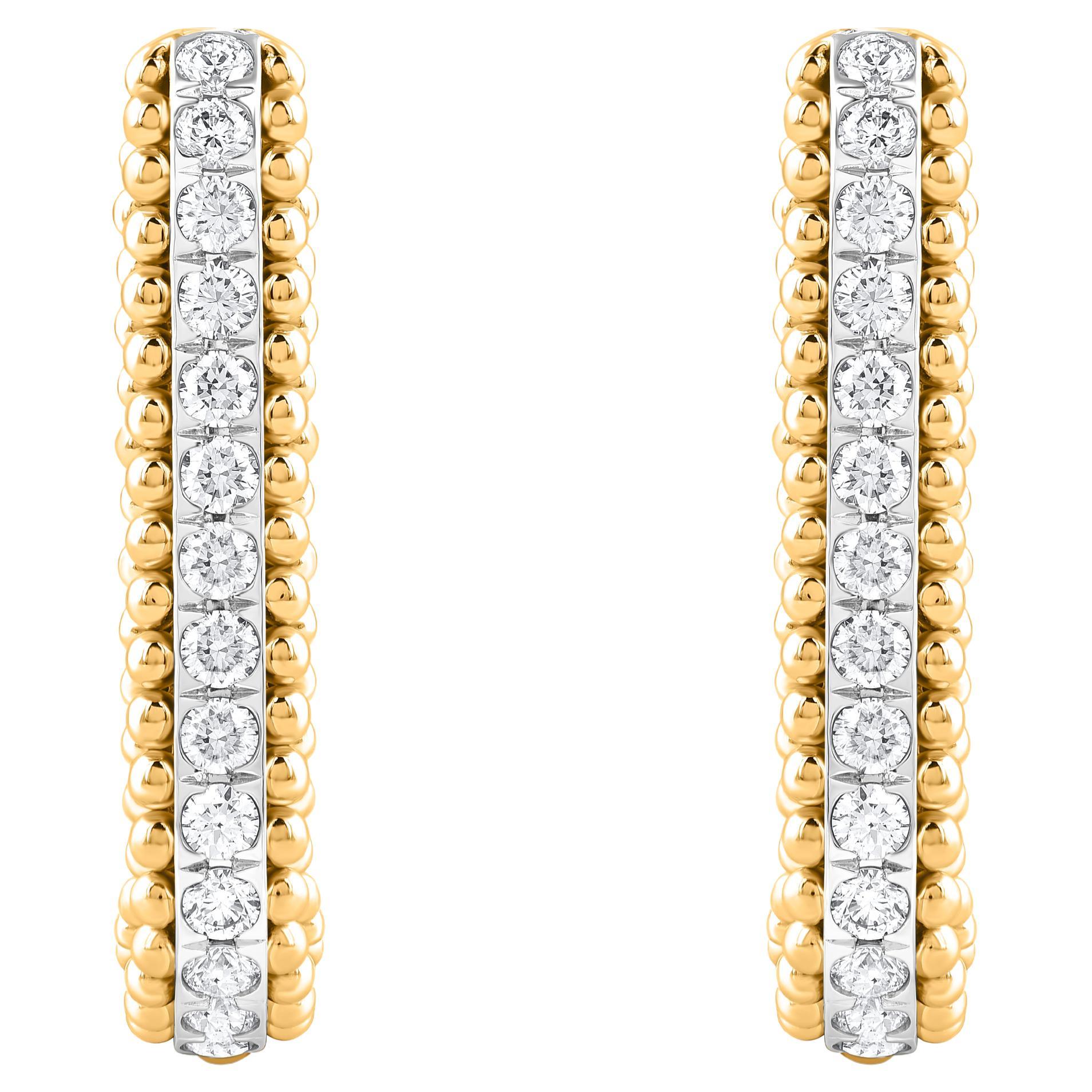 HARAKH 1/5 CT Colorless Diamond 18KT Yellow Gold Hoop Sunlight Earrings