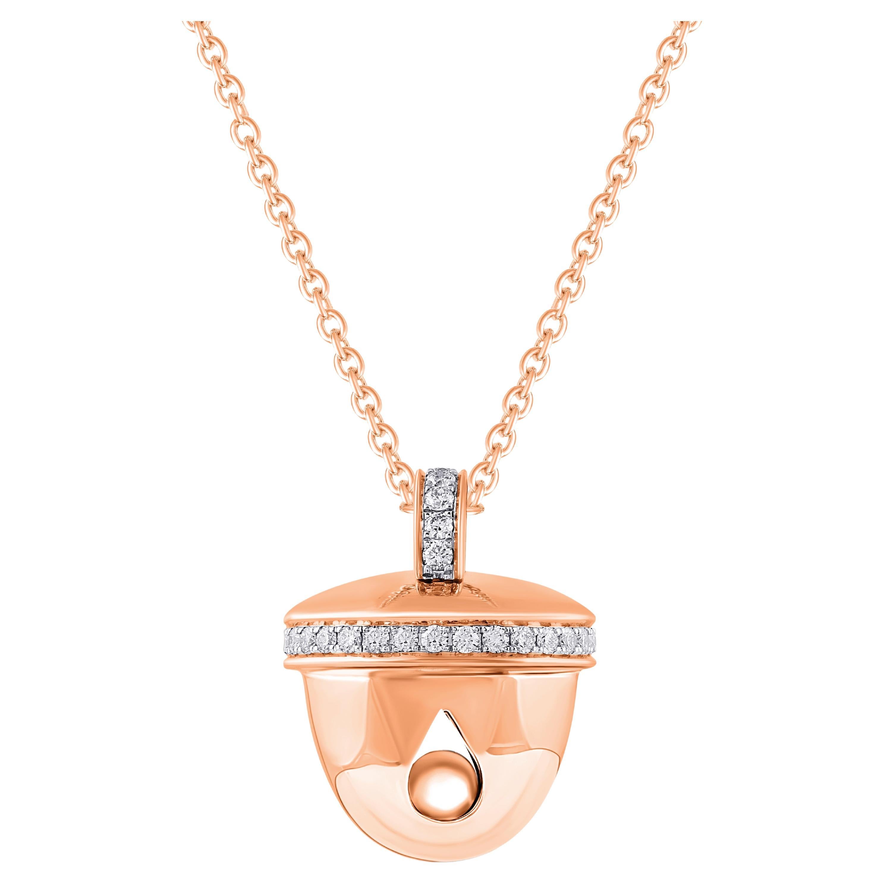 HARAKH Collar Colgante Ghunghroo de Diamantes Incoloros de 1/5 CT en Oro Rosa de 18 quilates