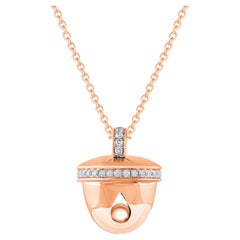 HARAKH 1/5 CT Colorless Diamond Ghunghroo Pendant Necklace in 18 Kt Rose Gold