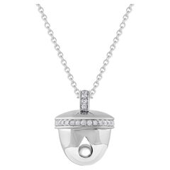 HARAKH 1/5 CT Colorless Diamond Ghunghroo Pendant Necklace in 18 Kt White Gold